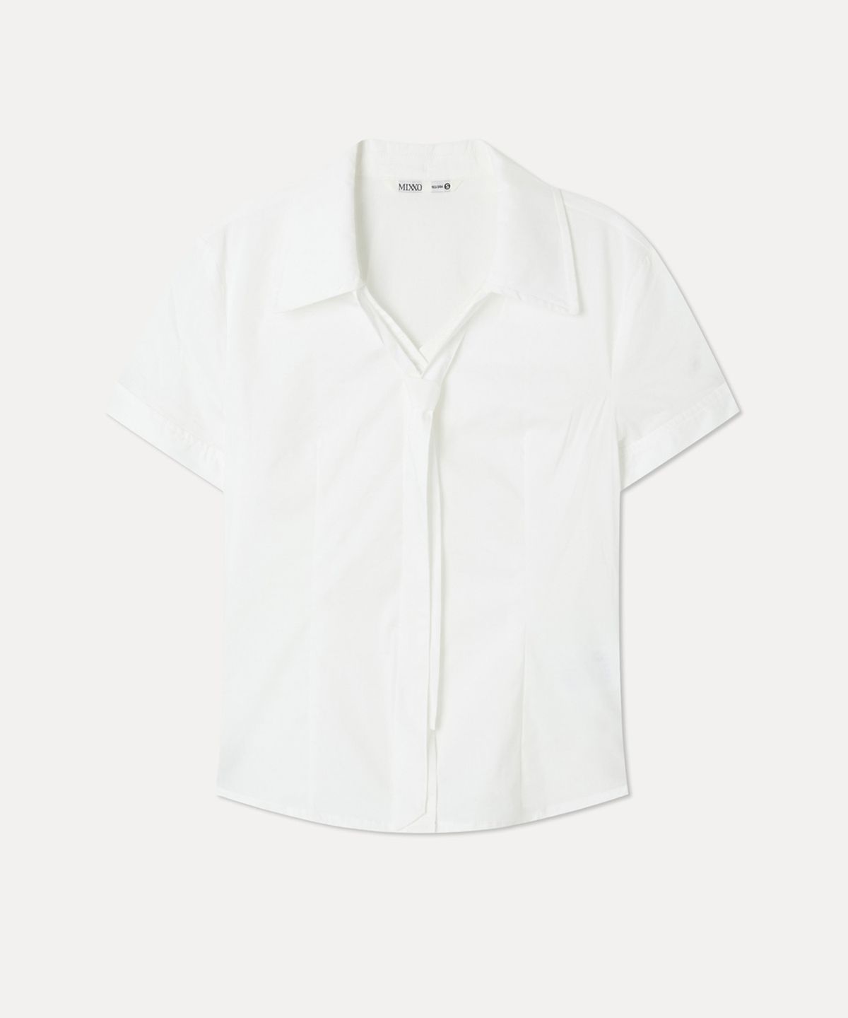 미쏘(MIXXO) V넥 슬림핏 타이 반팔 셔츠 RE YWG309G_MIWYAG50QG