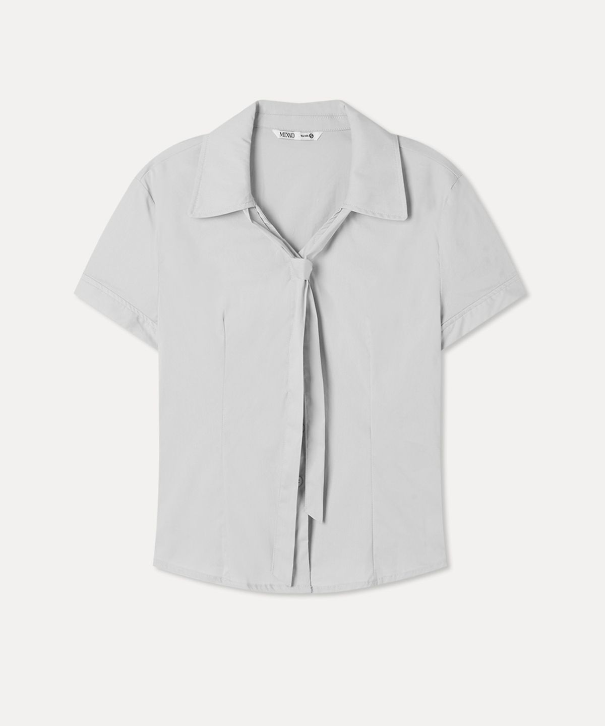 미쏘(MIXXO) V넥 슬림핏 타이 반팔 셔츠 RE YWG309G_MIWYAG50QG