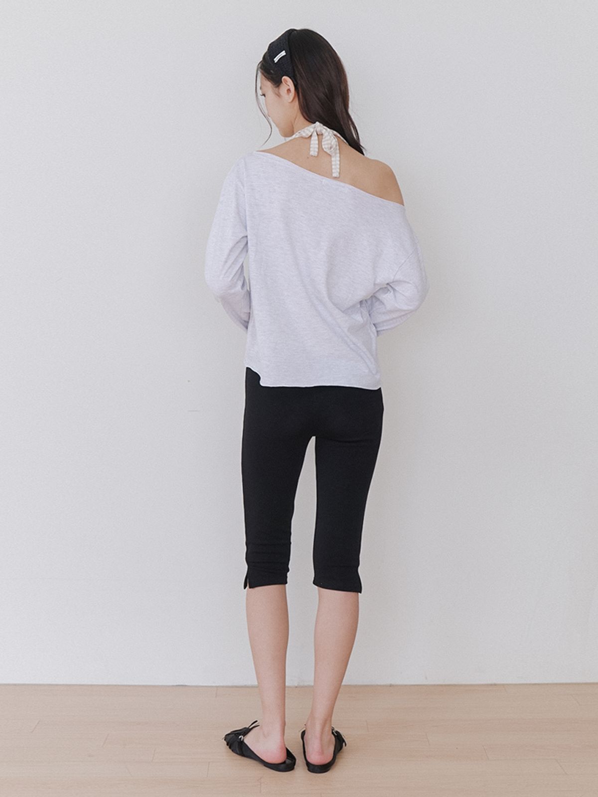 카인더베이비(KINDABABY) banding capri slit pants - black