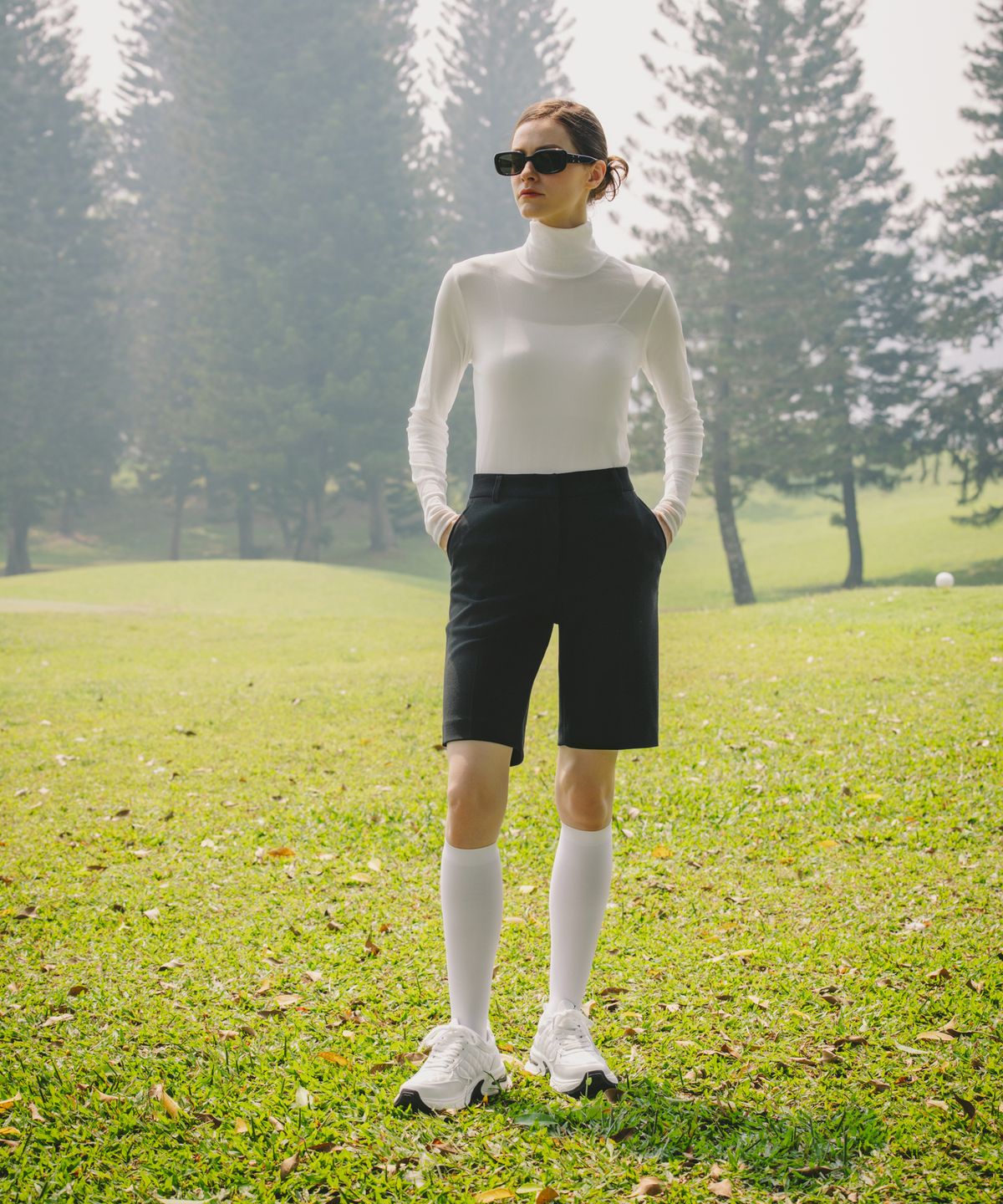 오베르 골프(OBER GOLF) 메쉬 하이넥 베이스레이어 (베이지)