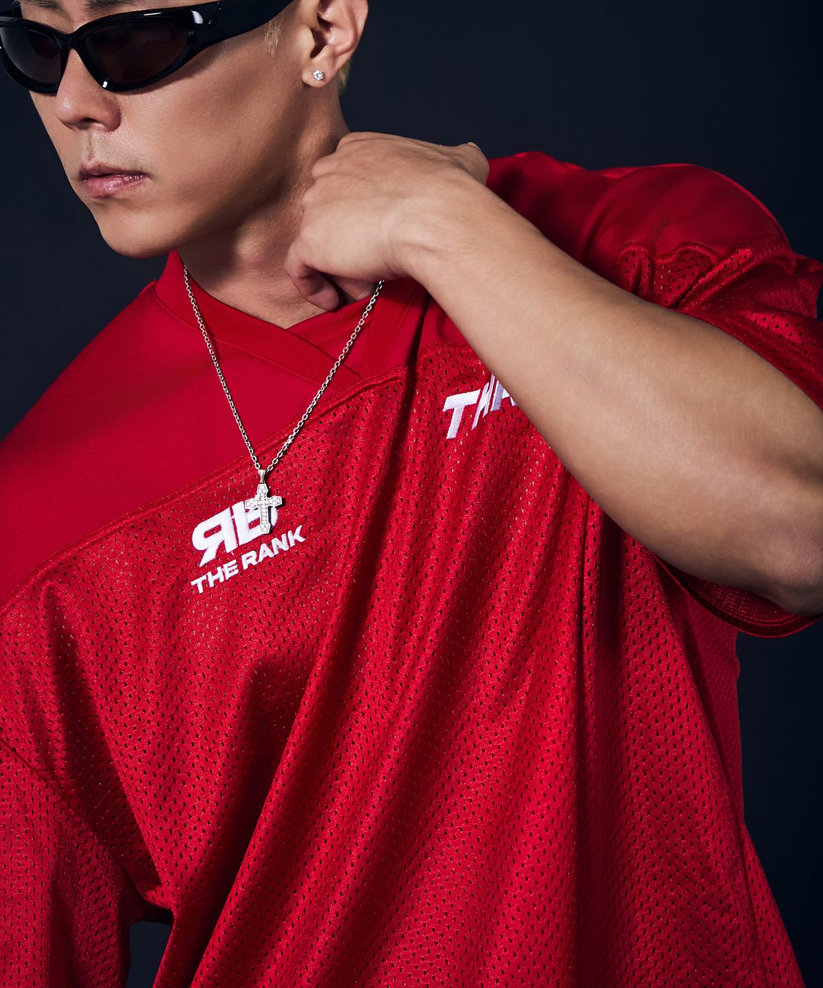 더랭크(THERANK) AIRGRID SPORTS MESH JERSEY [RED / WHITE]