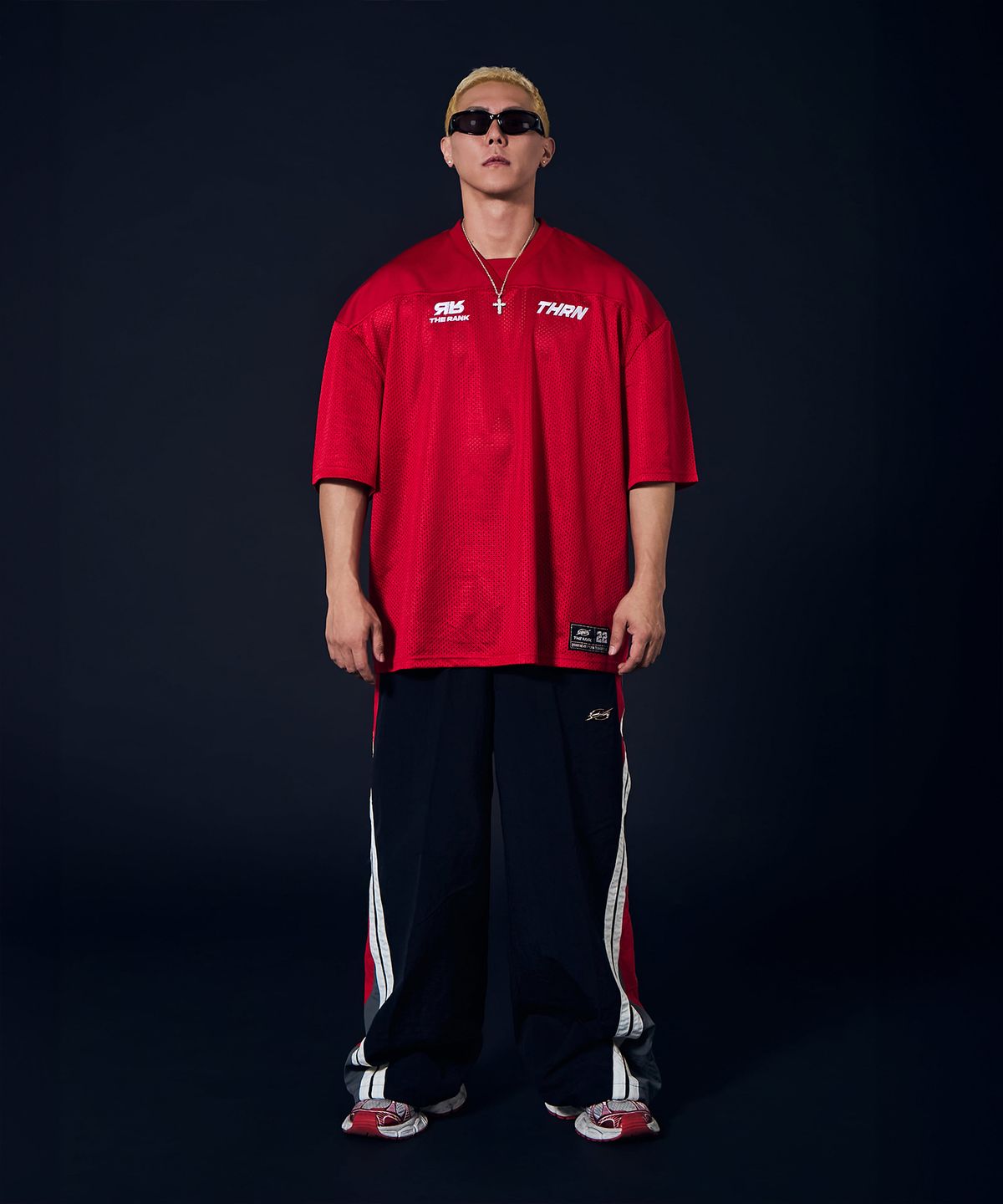 더랭크(THERANK) AIRGRID SPORTS MESH JERSEY [RED / WHITE]