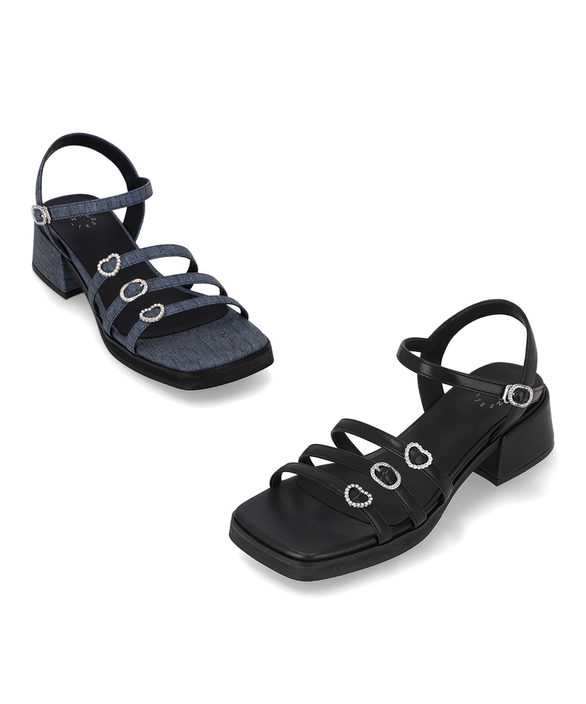 엘칸토(ELCANTO) 인텐스 여성 멀티 스트랩 미드힐 샌들 4cm LCWW49I626