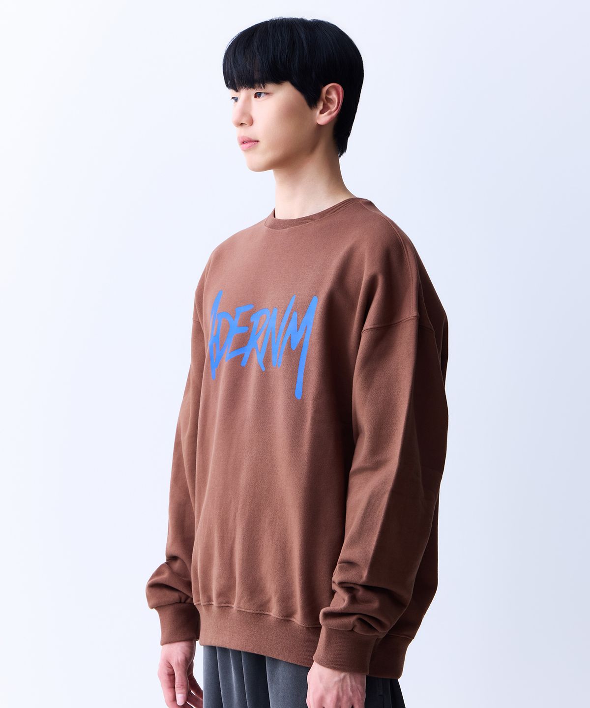 에이던엠(ADERNM) 스크립 스웨트셔츠 브라운