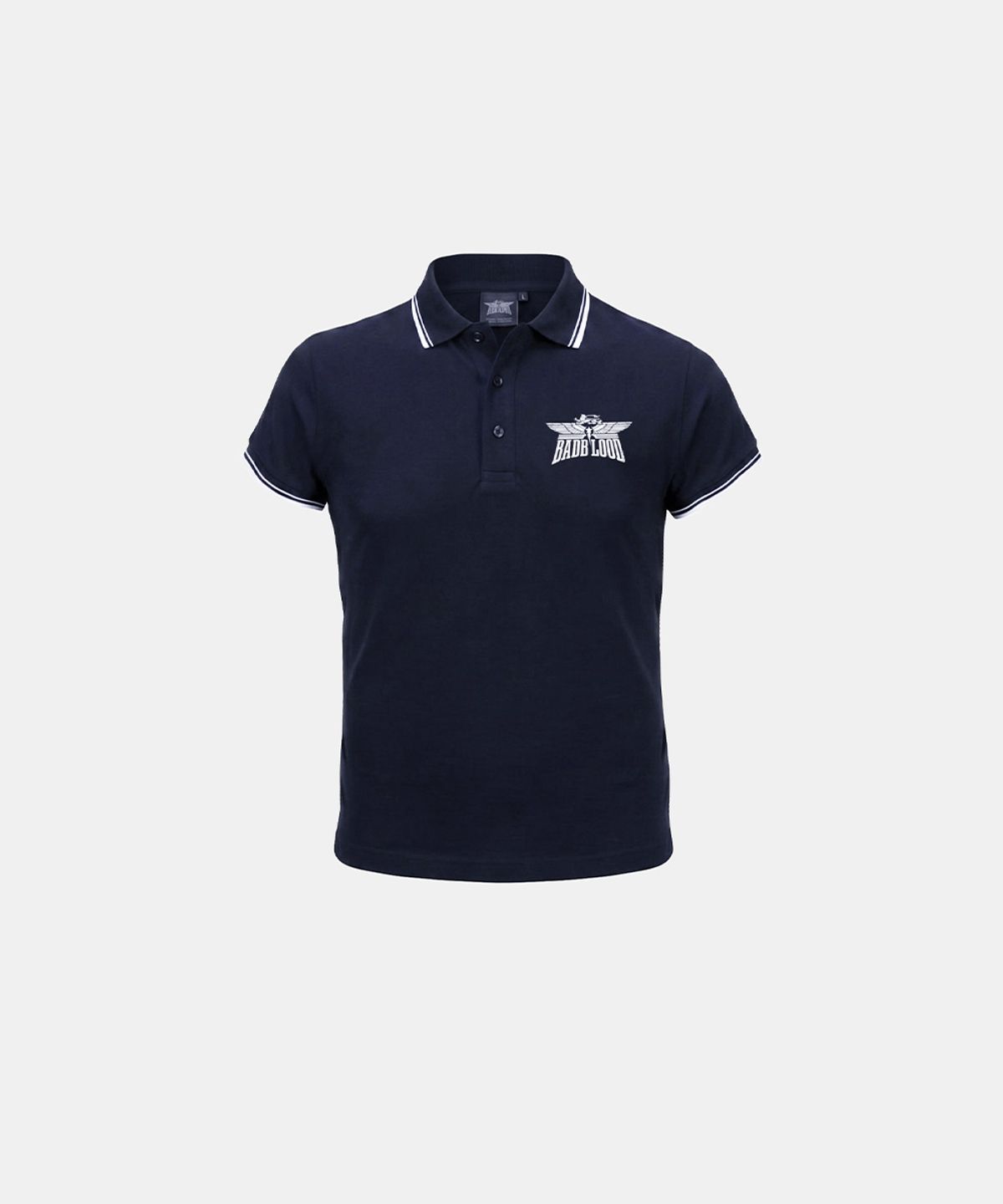 배드블러드(BADBLOOD) 에어로 스쿼드 프린트 1/2 폴로 티셔츠 - 네이비