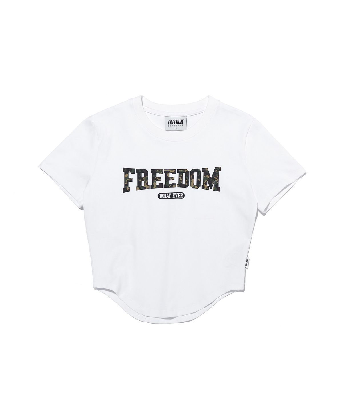 프리덤(FREEDOM) 프리덤 카모 로고 크롭 티셔츠 (화이트)