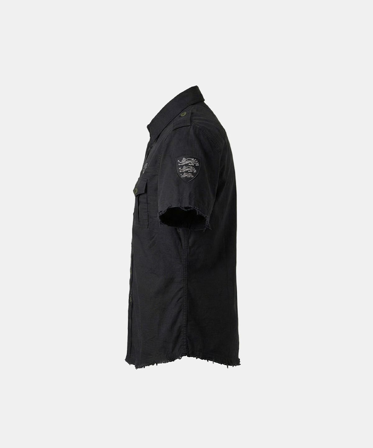 배드블러드(BADBLOOD) Arc Epaulette Military Short Sleeve Shirt - Black