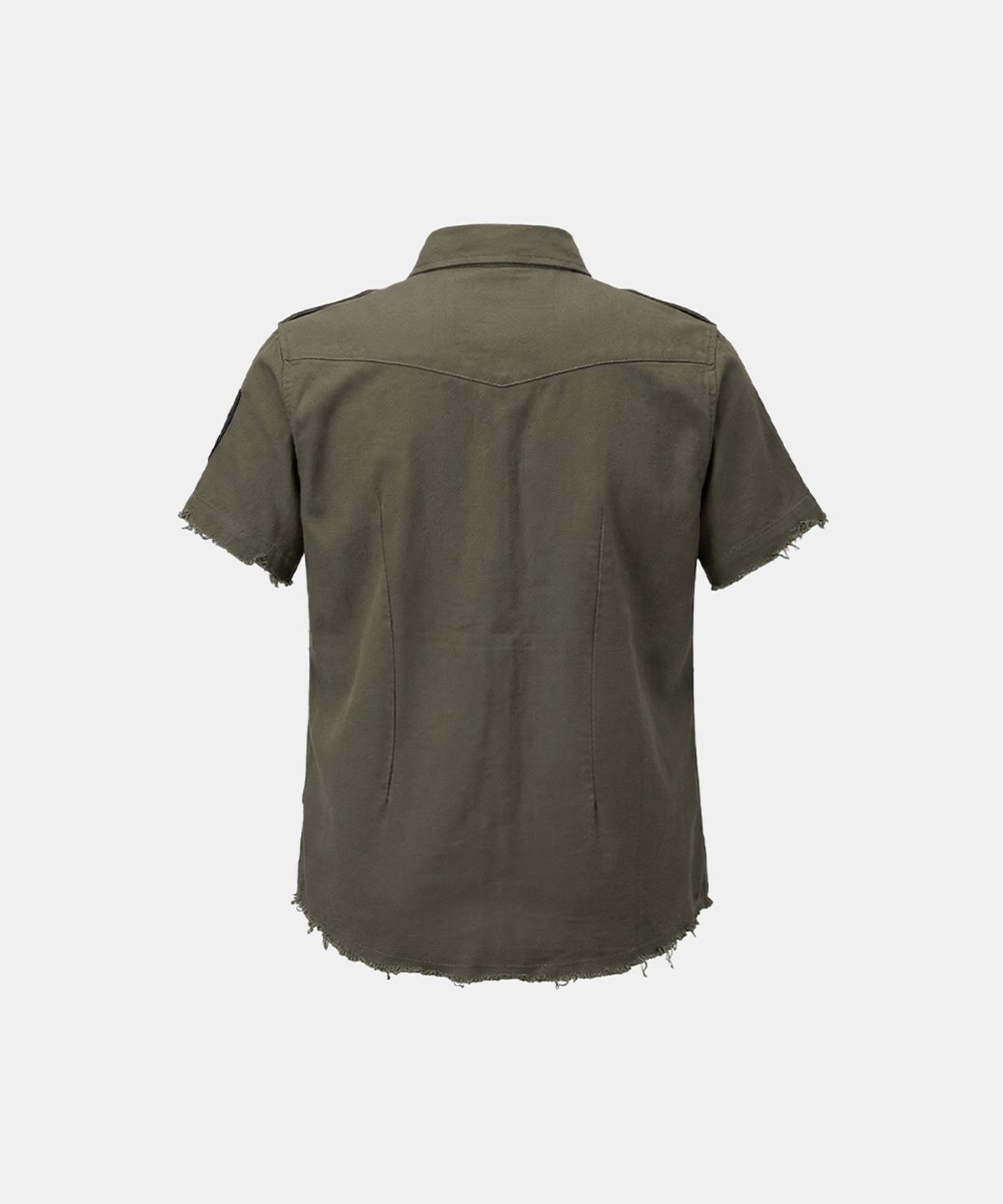 배드블러드(BADBLOOD) Arc Epaulette Military Short Sleeve Shirt - Military Green