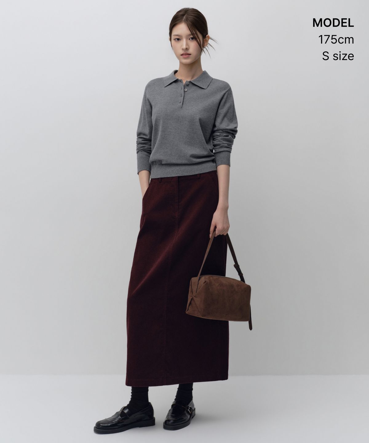 무신사 스탠다드 우먼(MUSINSA STANDARD WOMAN) 우먼즈 에센셜 칼라드 니트 [미디엄 그레이]