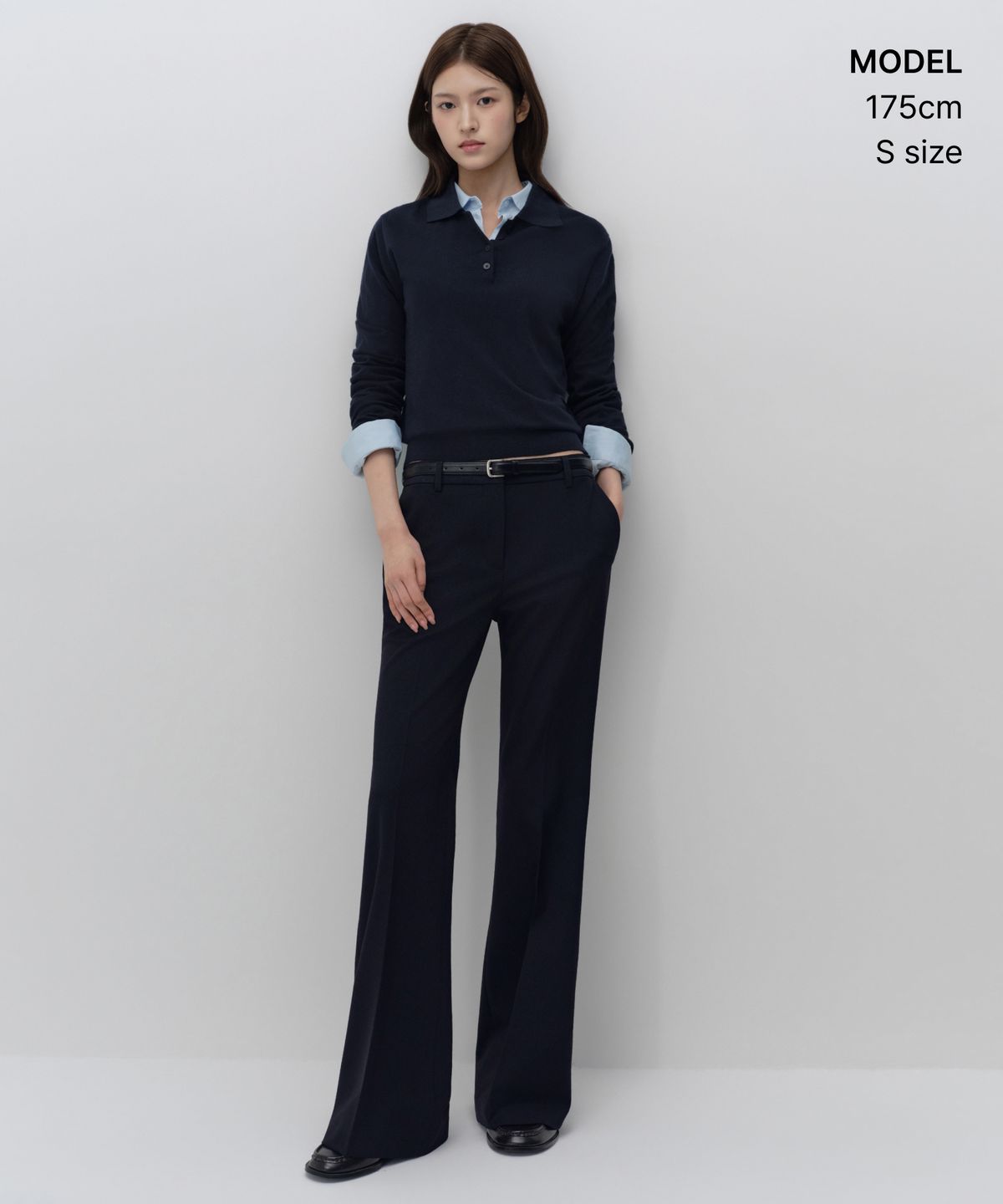 무신사 스탠다드 우먼(MUSINSA STANDARD WOMAN) 우먼즈 에센셜 칼라드 니트 [네이비]