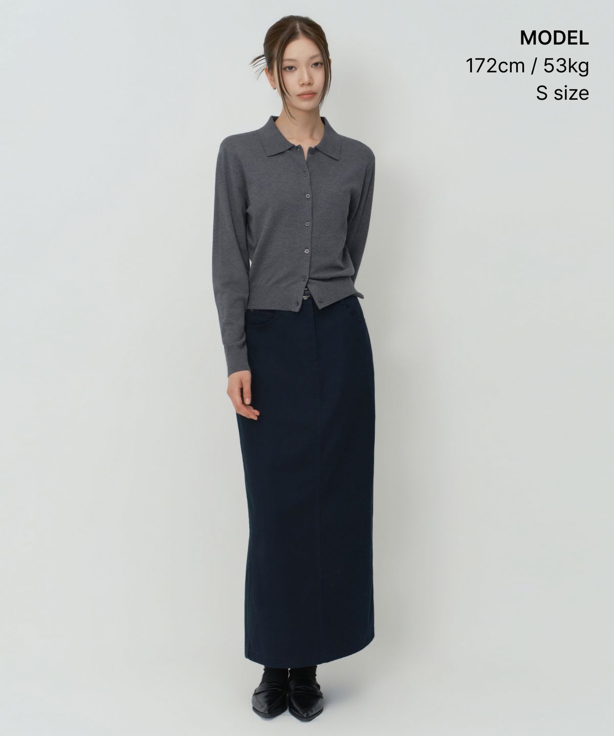 무신사 스탠다드 우먼(MUSINSA STANDARD WOMAN) 우먼즈 에센셜 칼라드 가디건 [차콜 그레이]