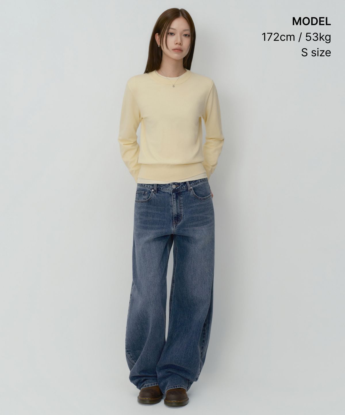 무신사 스탠다드 우먼(MUSINSA STANDARD WOMAN) 우먼즈 에센셜 라운드 넥 니트 [버터 크림]