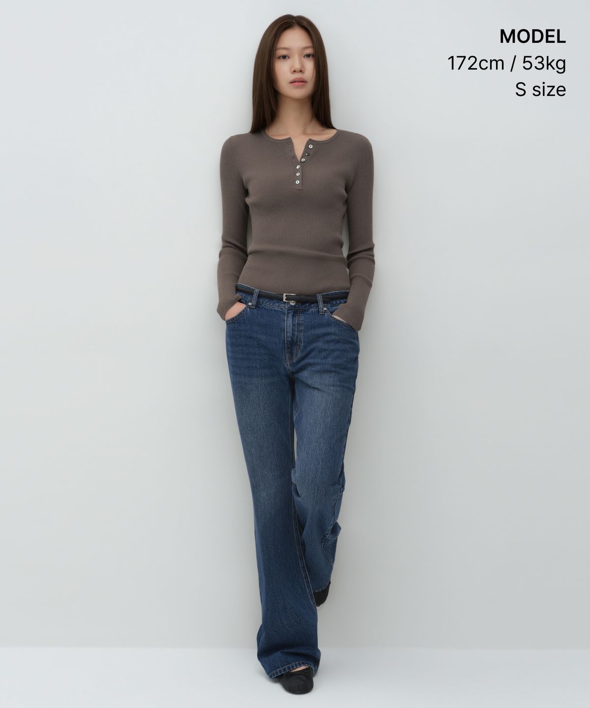 무신사 스탠다드 우먼(MUSINSA STANDARD WOMAN) 우먼즈 리브드 슬림 헨리 넥 니트 [토프]