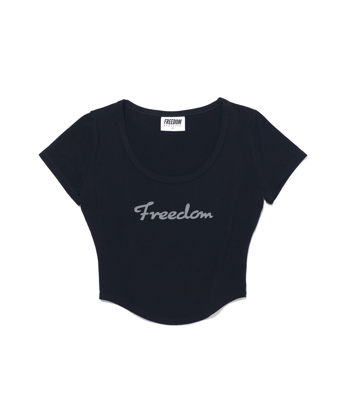 프리덤(FREEDOM) 모달 U넥 크롭 숏 슬리브 (블랙)