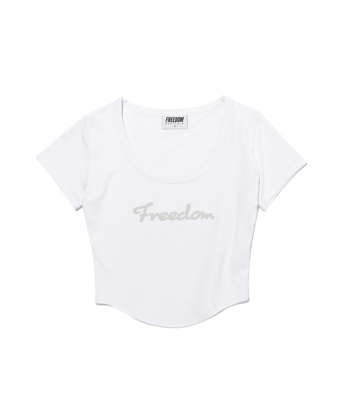 프리덤(FREEDOM) 모달 U넥 크롭 숏 슬리브 (화이트)