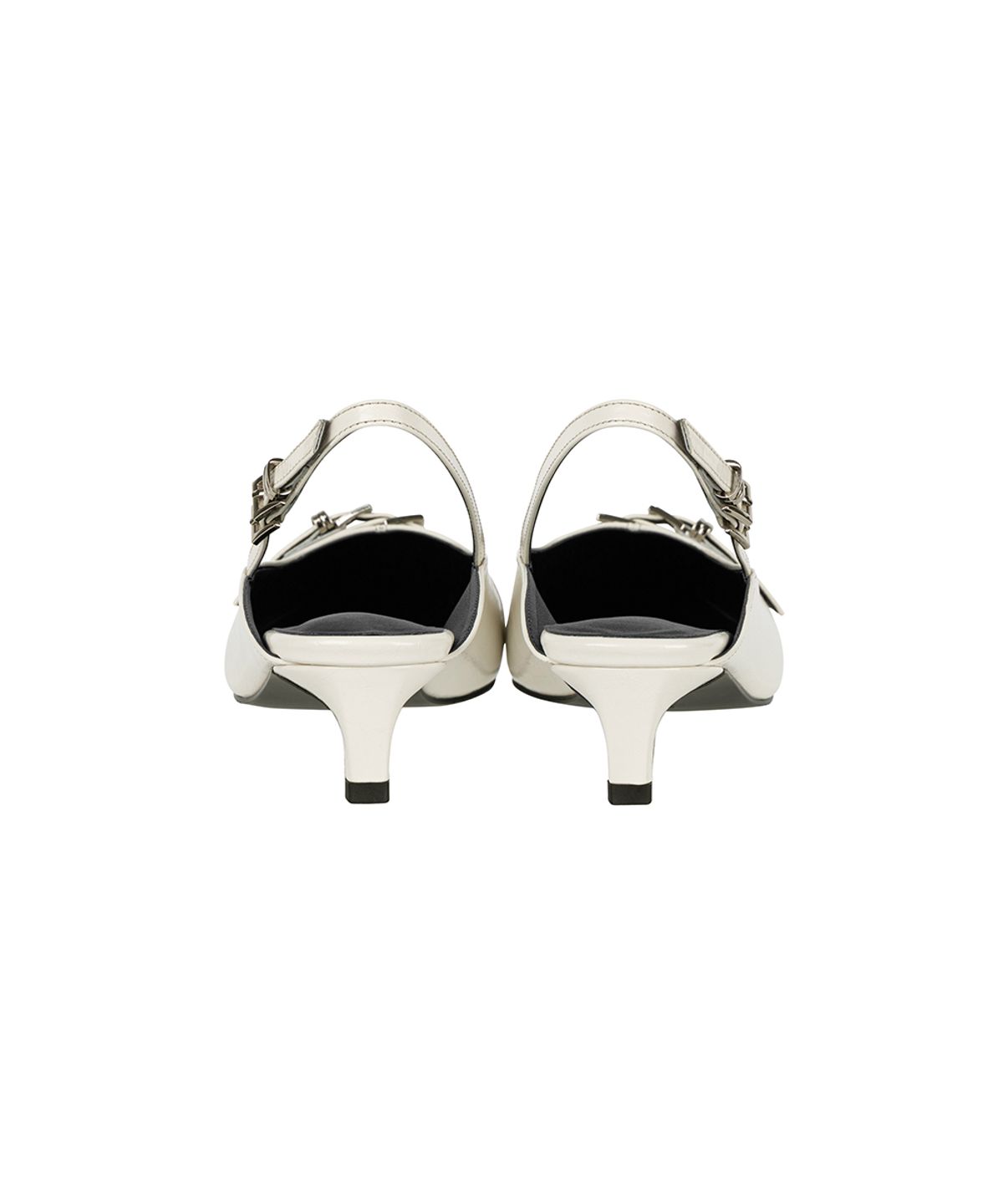 트리밍버드(TREEMINGBIRD) Square-Toe Belted Slingbacks [ Ivory ]