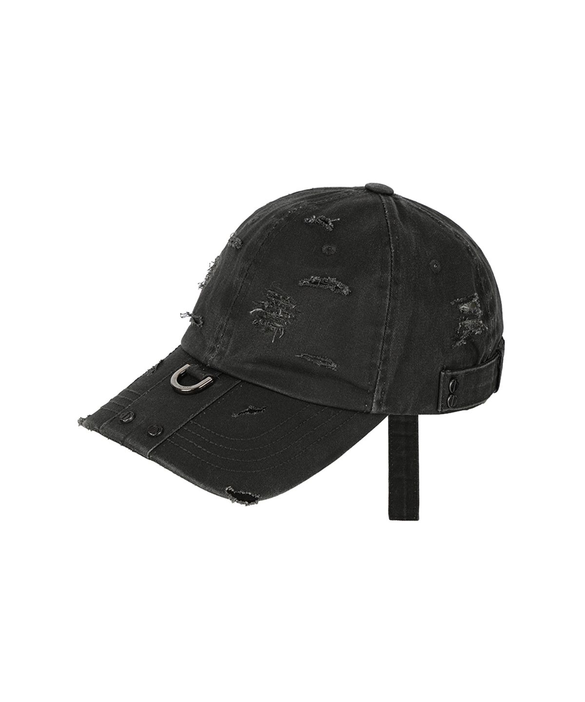 트리밍버드(TREEMINGBIRD) Destroyed Metal Detail Long Strap Cap [ Charcoal ]