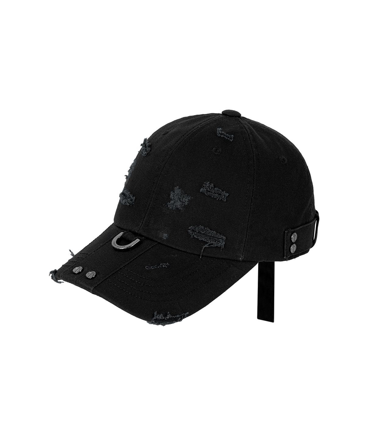 트리밍버드(TREEMINGBIRD) Destroyed Metal Detail Long Strap Cap [ Black ]