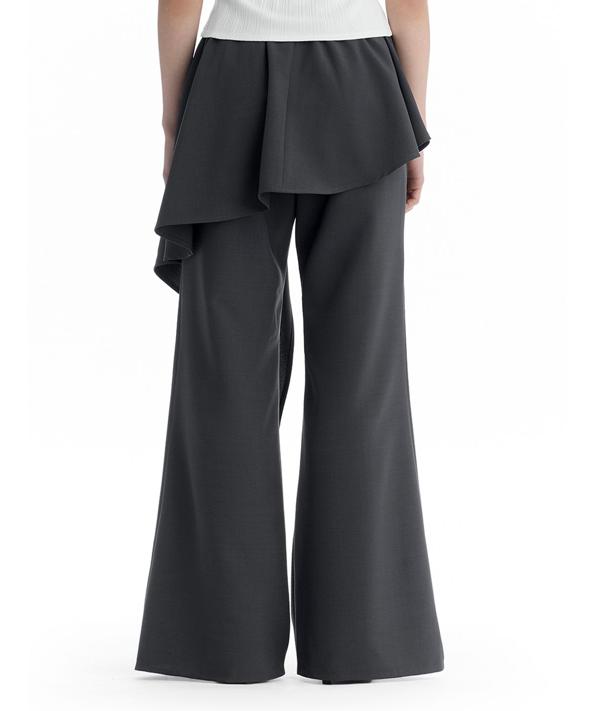 트리밍버드(TREEMINGBIRD) Layered Skirt Bootcut Trousers [ Charcoal ]