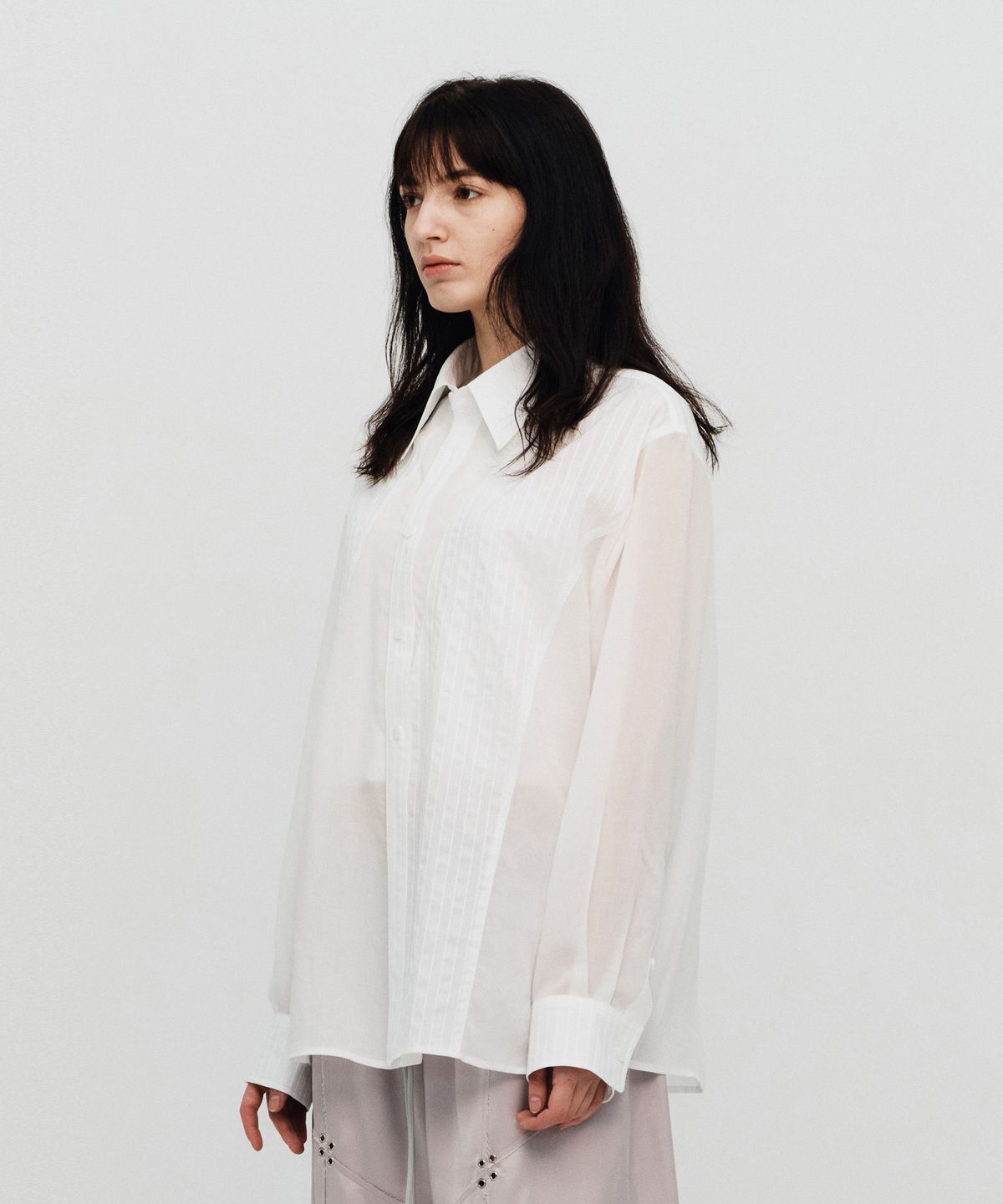 실롯(SEALOT) 블록 스트라이프 오버사이즈 셔츠 (화이트)