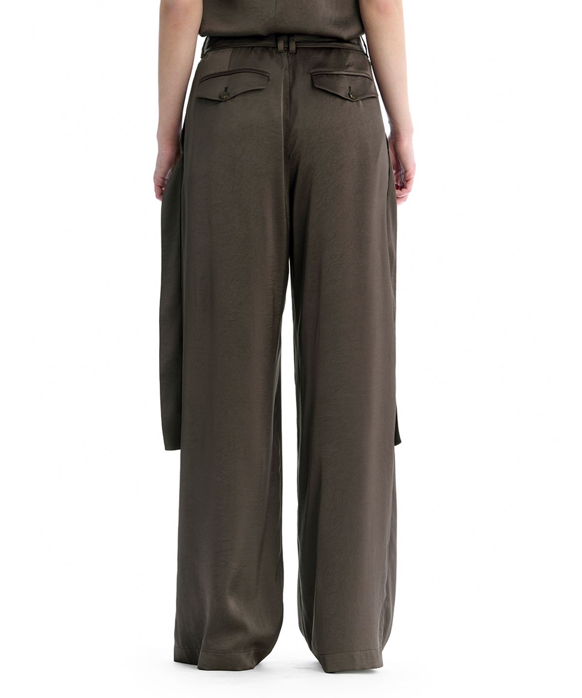 트리밍버드(TREEMINGBIRD) Draped Strap Set-Up Slacks [ Brown ]