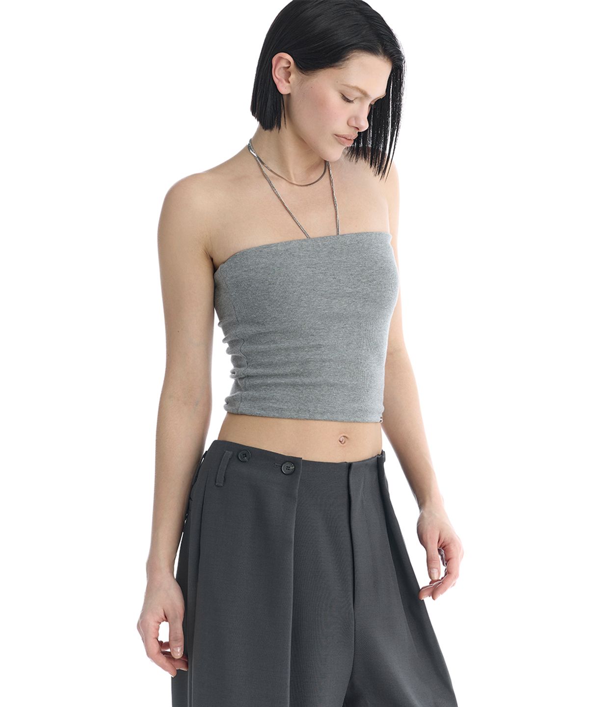 트리밍버드(TREEMINGBIRD) Essential Tube Top [ Melange Gray ]
