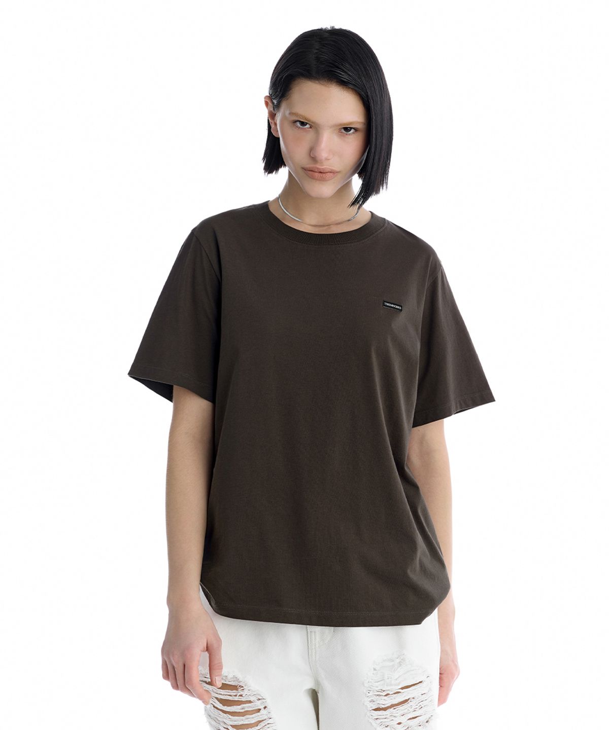 트리밍버드(TREEMINGBIRD) Essential Regular-Fit T-Shirt [ Brown ]