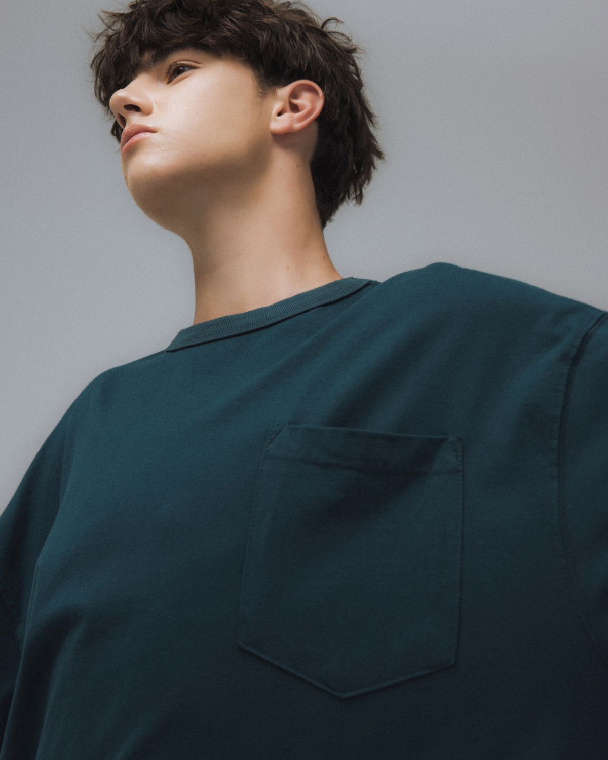 앵글런(ANGLAN) Essential Big Half Tee - Blue Green