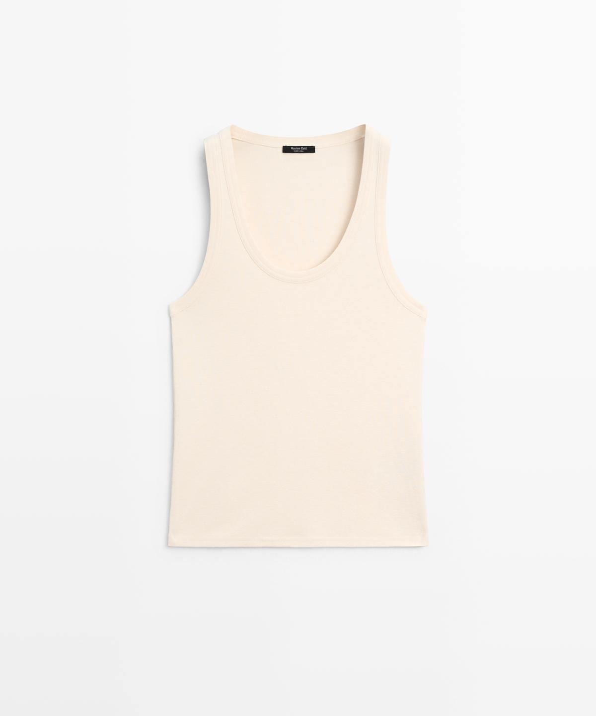 마시모두띠(MASSIMO DUTTI) 100% 코튼 슬리브리스 티셔츠