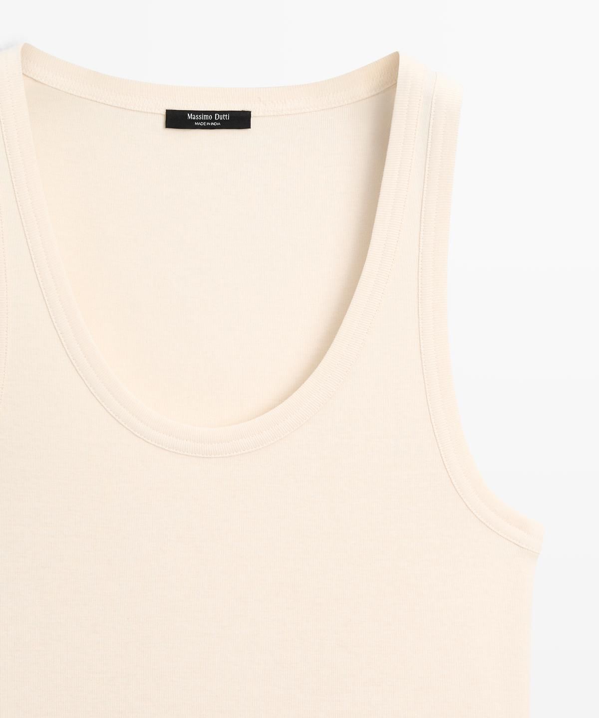 마시모두띠(MASSIMO DUTTI) 100% 코튼 슬리브리스 티셔츠