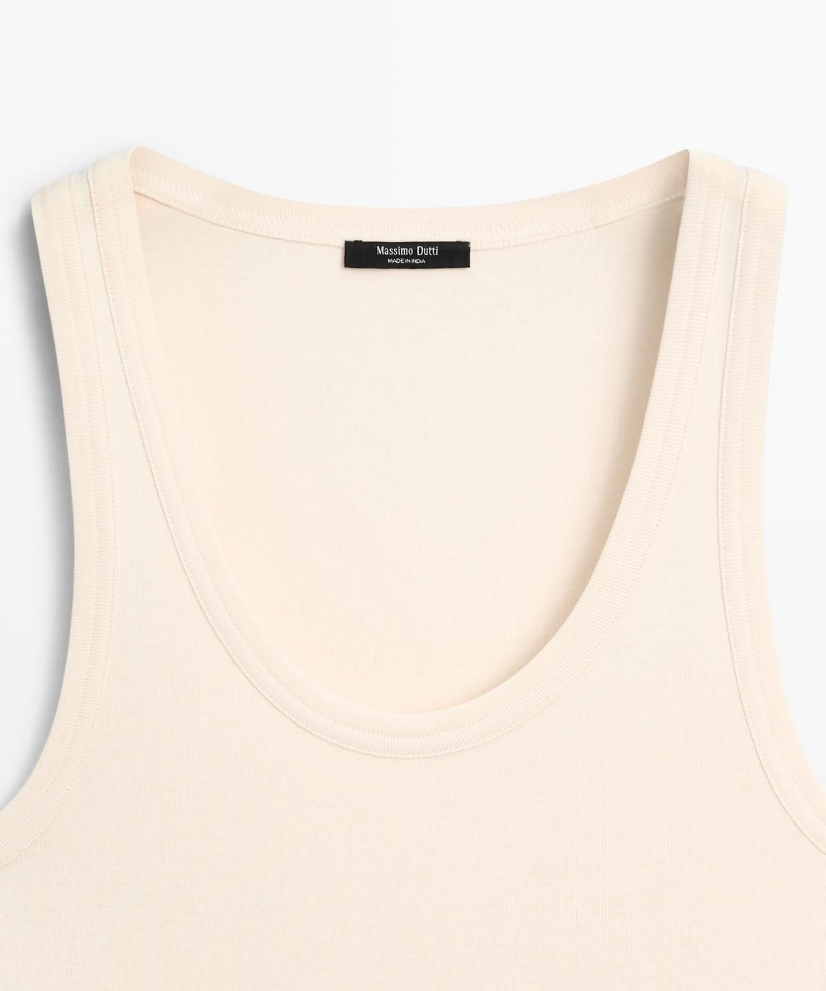 마시모두띠(MASSIMO DUTTI) 100% 코튼 슬리브리스 티셔츠