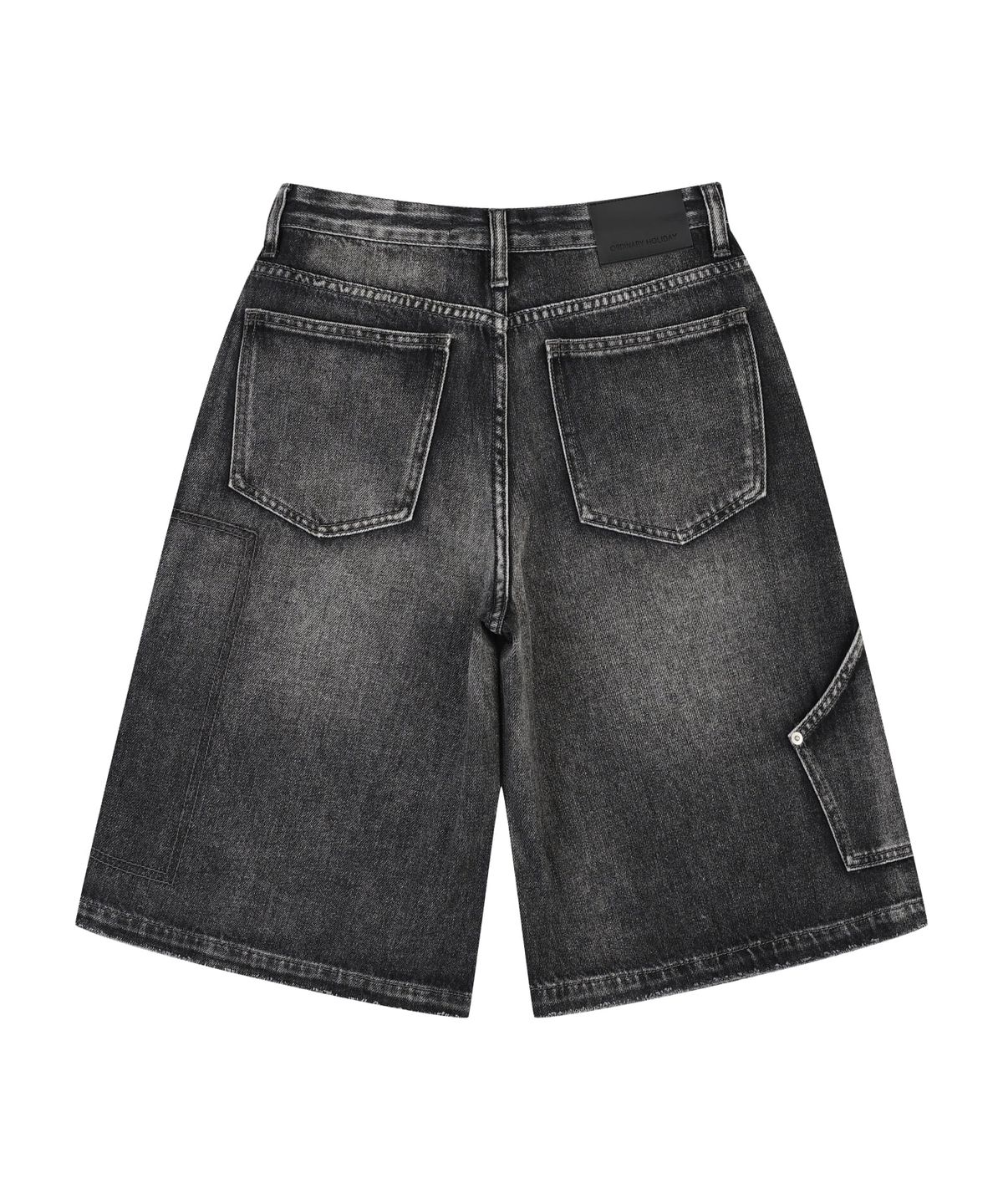 오디너리 홀리데이(ORDINARY HOLIDAY) CARPENTER POCKET BERMUDA DENIM PANTS [BLACK]