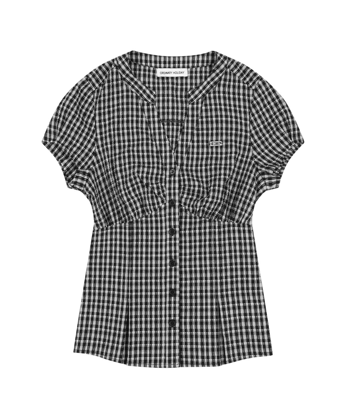 오디너리 홀리데이(ORDINARY HOLIDAY) CHECK SHIRRING SHIRTS [BLACK]