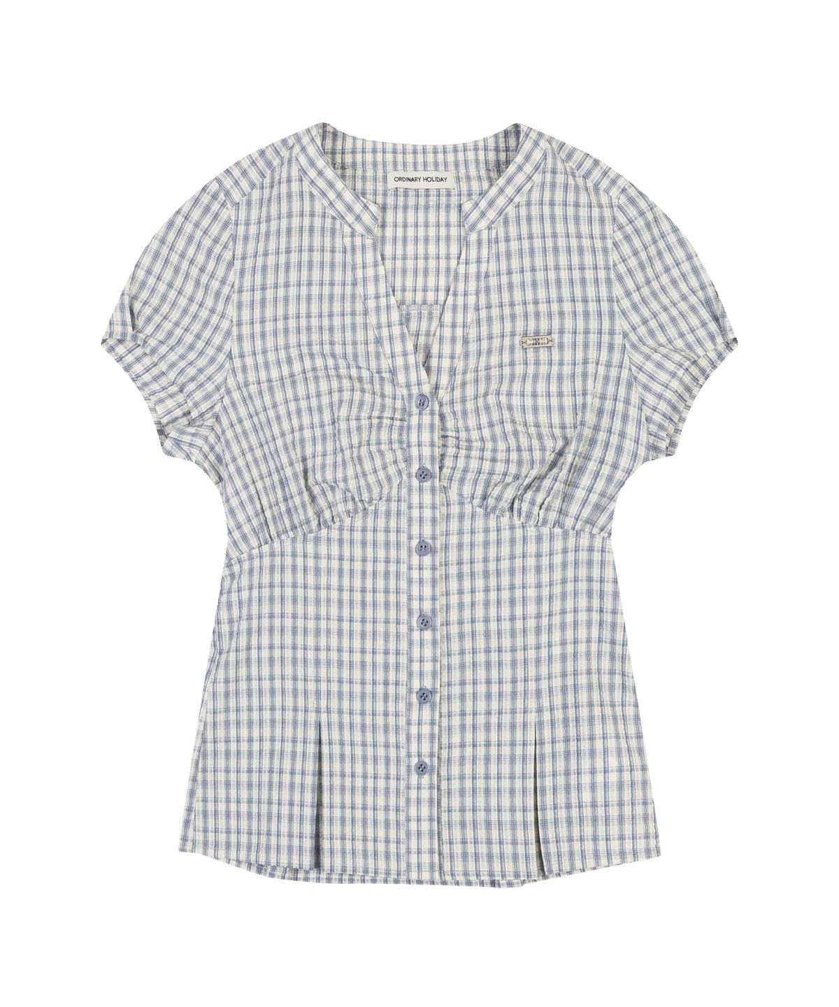 오디너리 홀리데이(ORDINARY HOLIDAY) CHECK SHIRRING SHIRTS [SKY BLUE]