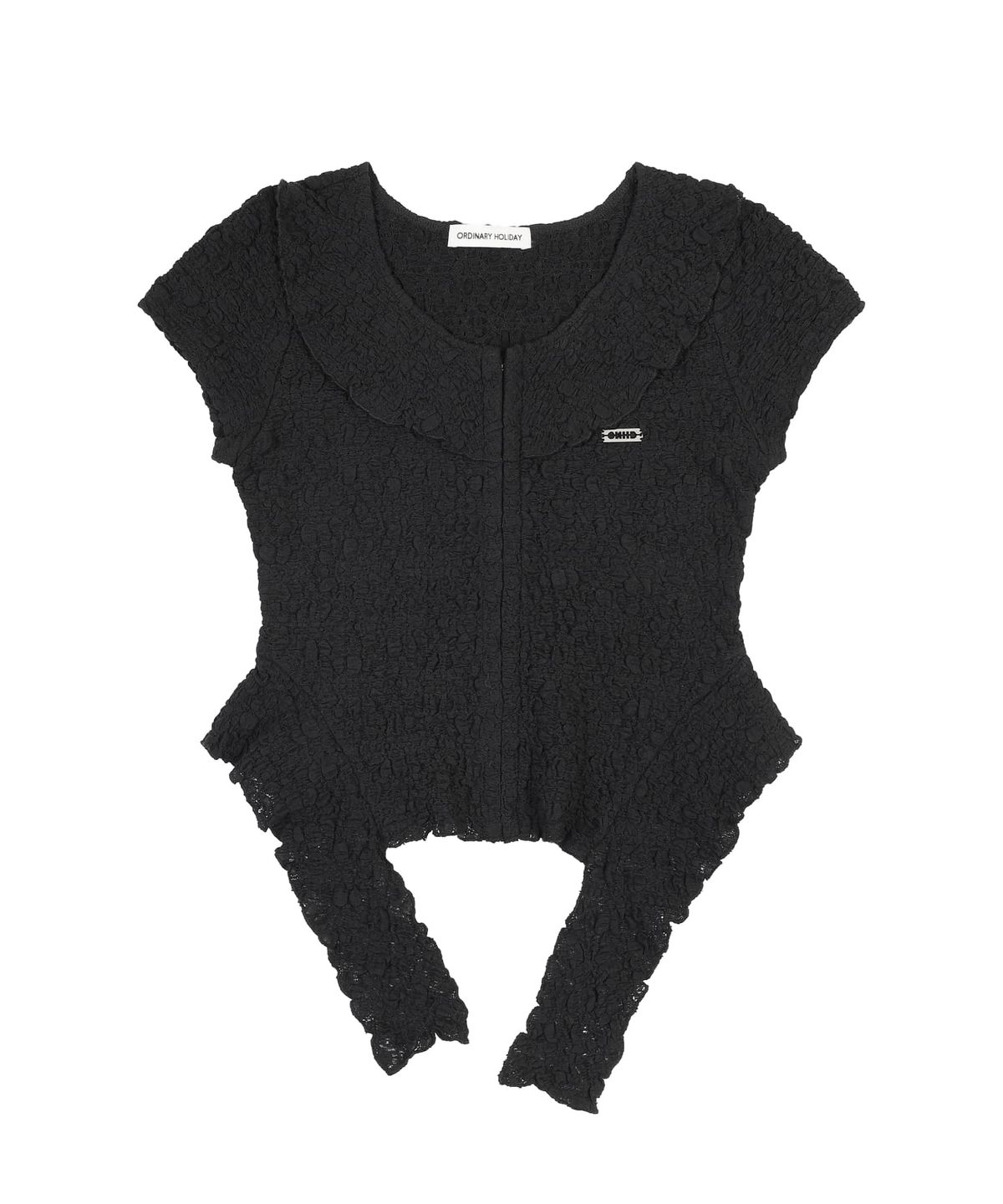 오디너리 홀리데이(ORDINARY HOLIDAY) RUFFLE WRINKLE BLOUSE [BLACK]
