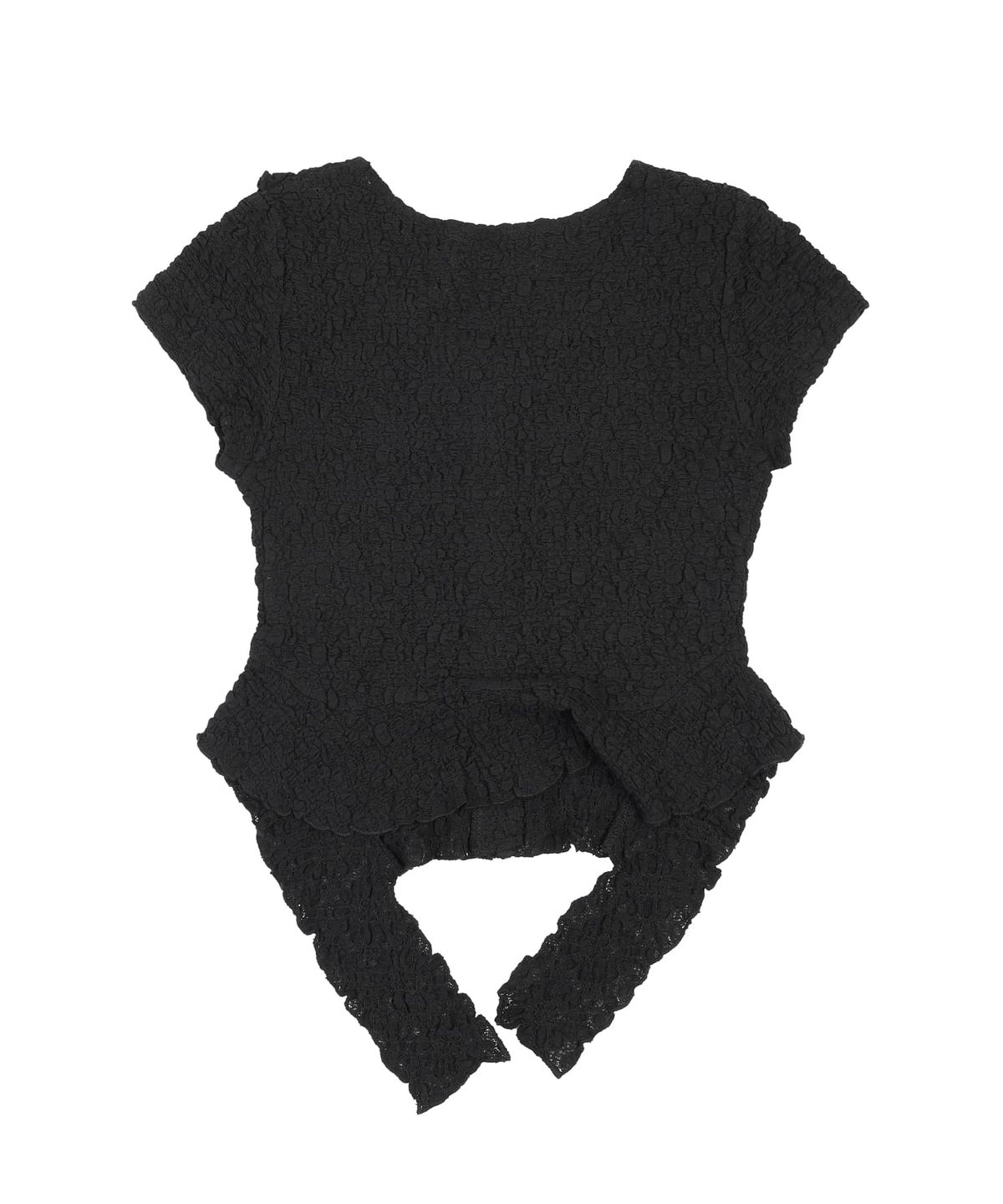 오디너리 홀리데이(ORDINARY HOLIDAY) RUFFLE WRINKLE BLOUSE [BLACK]