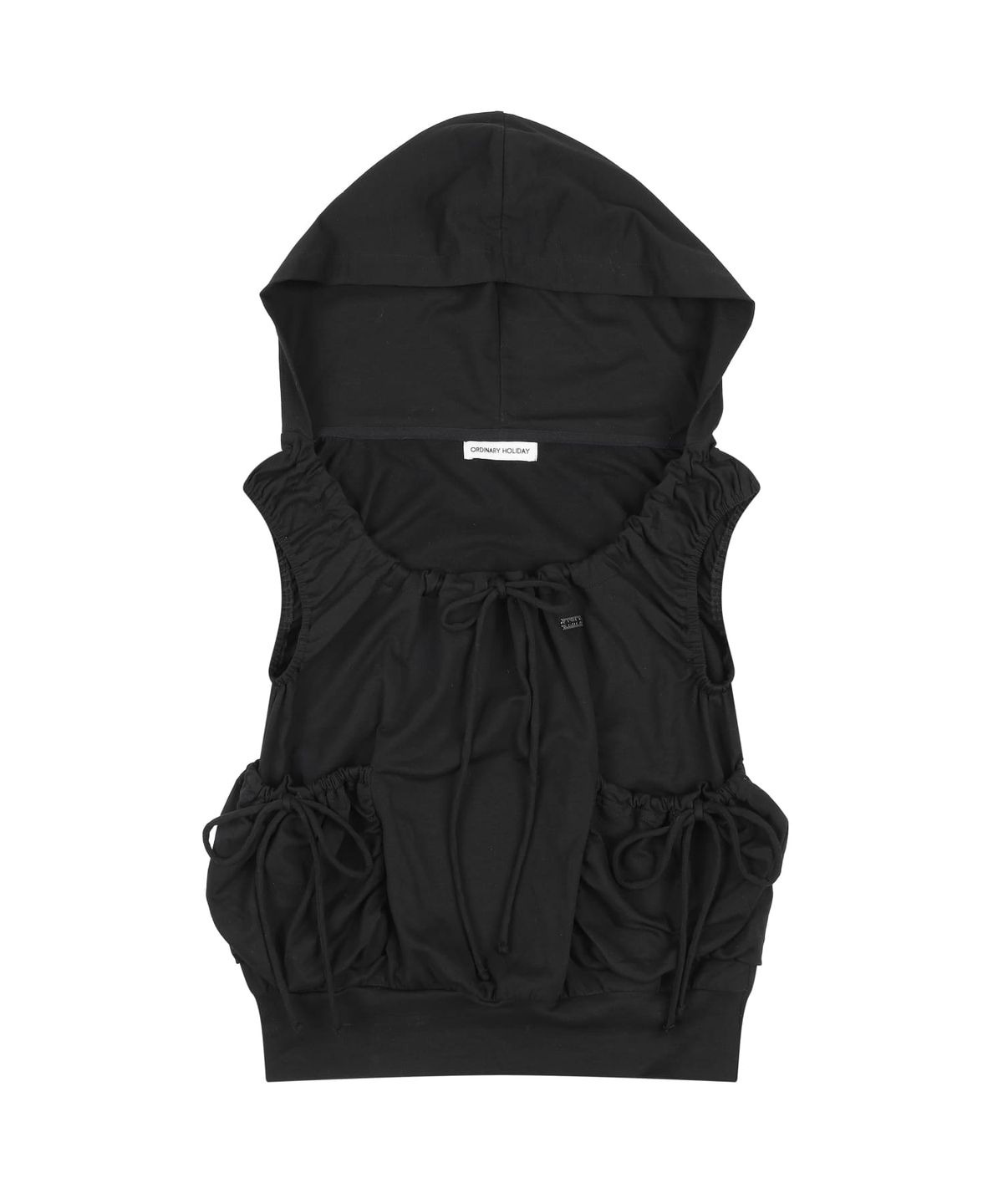 오디너리 홀리데이(ORDINARY HOLIDAY) SHIRRING NECK HOODIE [BLACK]