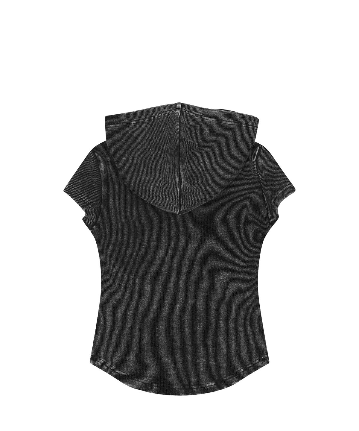 오디너리 홀리데이(ORDINARY HOLIDAY) HALF SLEEVE PIGMENT SLIM LINE ZIP-UP [BLACK]