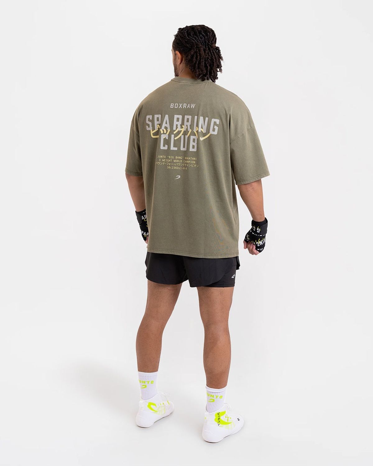 복스로(BOXRAW) 나카타니 x 스파링 클럽 오버사이즈 티셔츠 JUNTO-SPCLT [워시드 올리브]