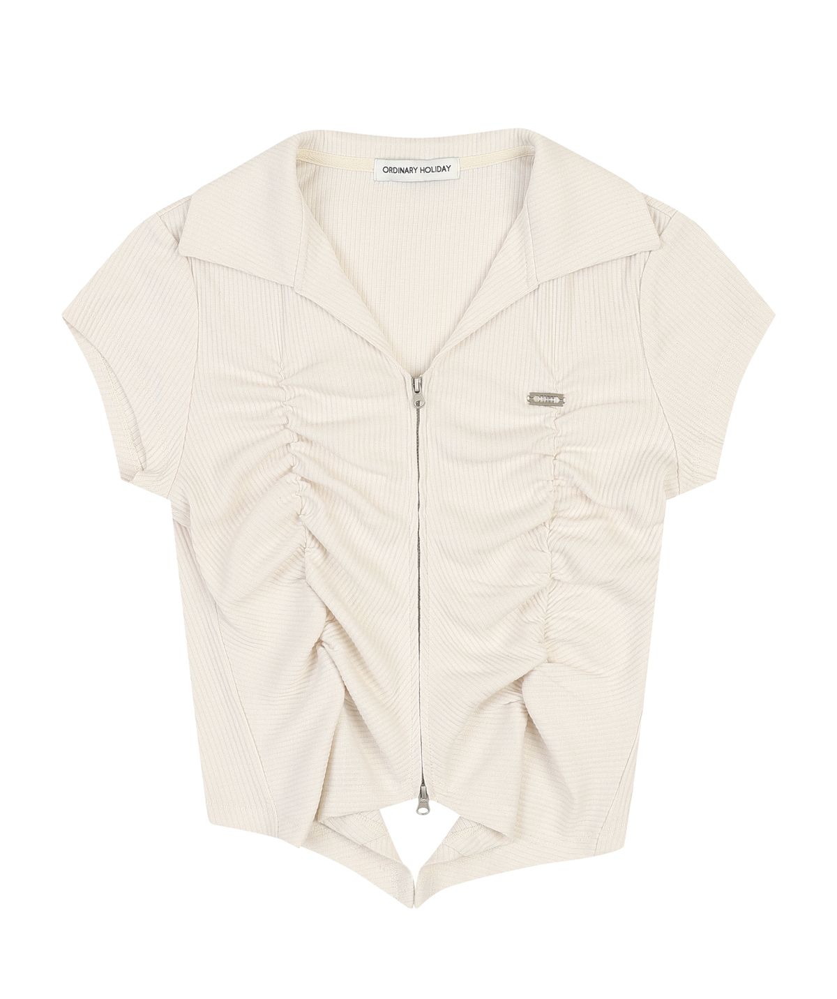 오디너리 홀리데이(ORDINARY HOLIDAY) SHIRRING ZIP-UP [IVORY]