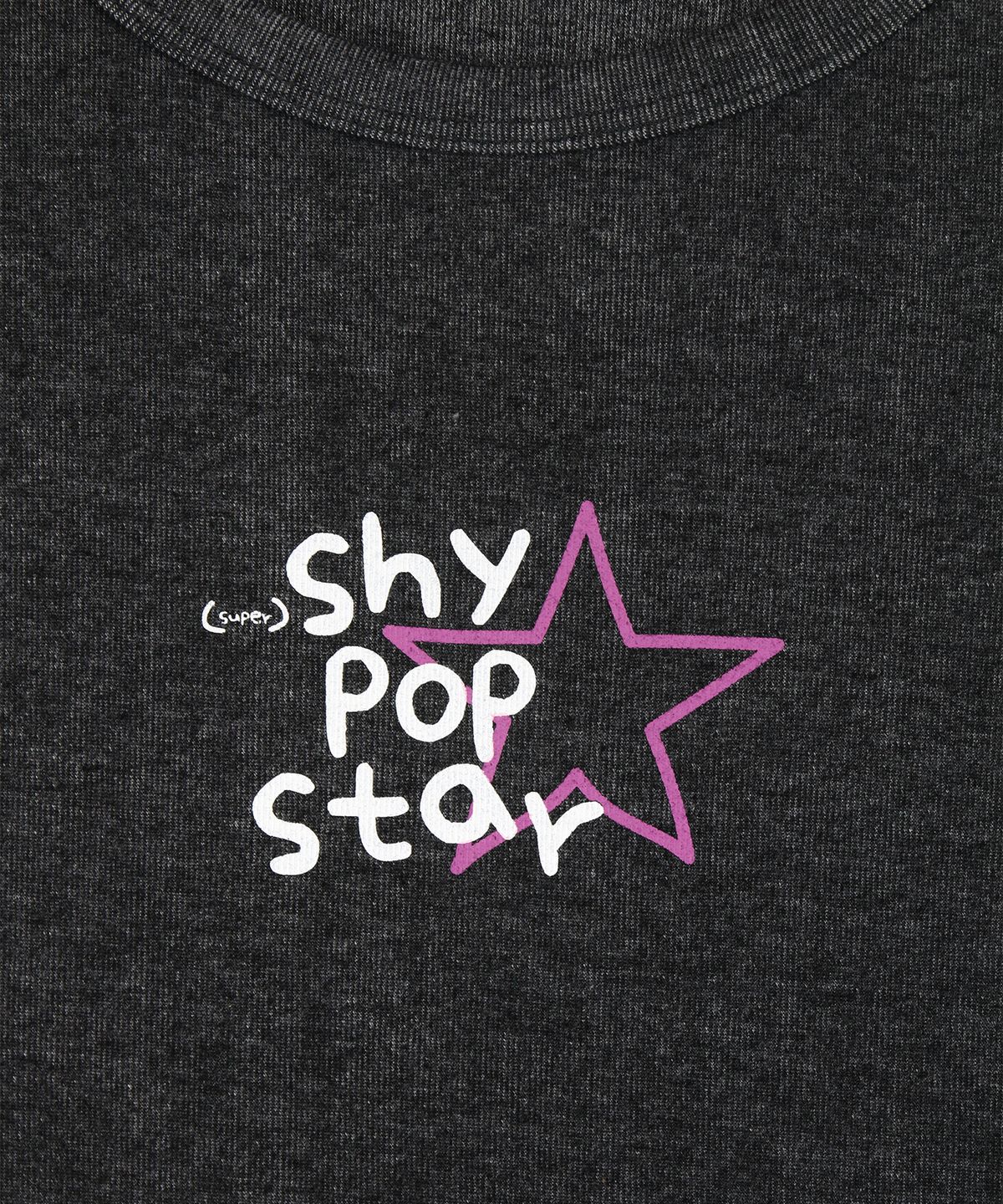 카렌다(KALENDAR) (Super)Shy Pop Star Baby Tee [Charcoal]
