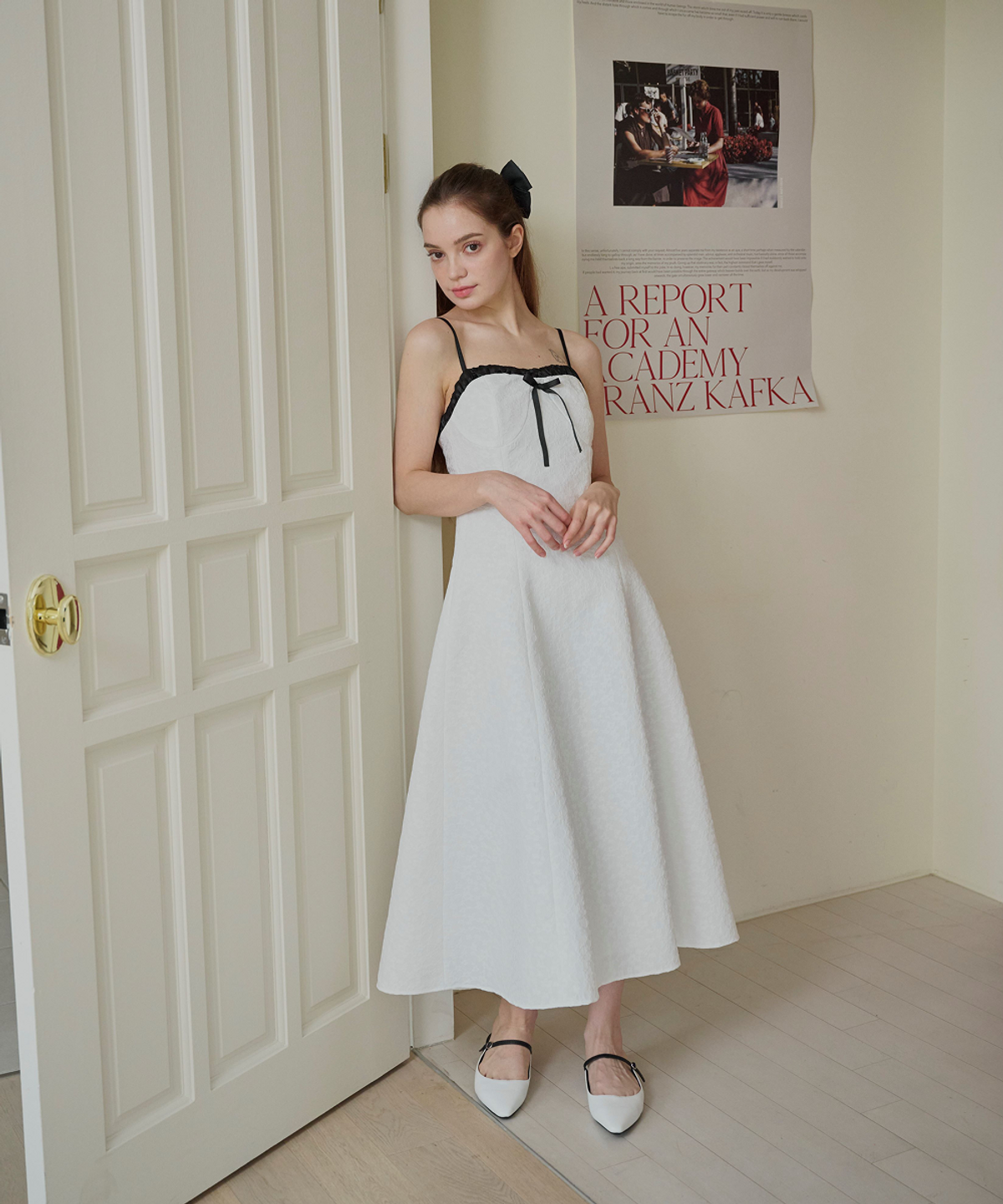 알리에나(ALIENAR) Satin shirring coloring dress
