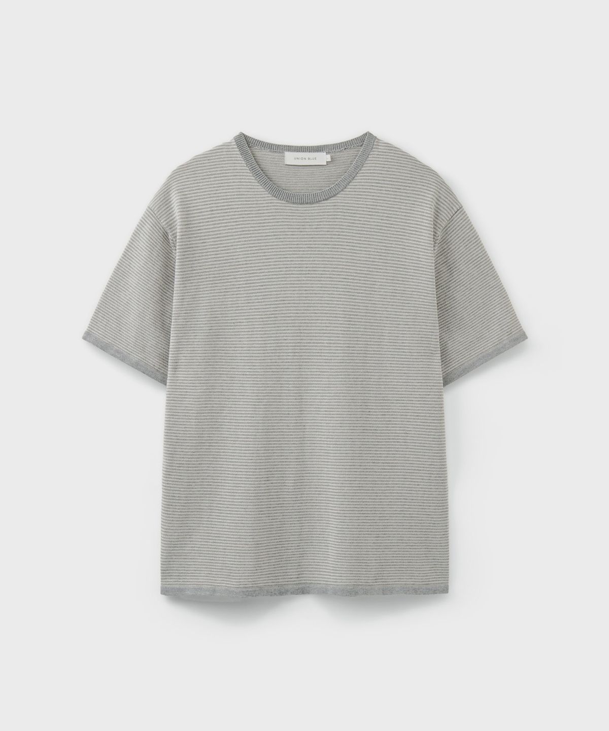 유니온블루(UNION BLUE) MARINE STRIPE HALF KNIT [LIGHT GRAY]