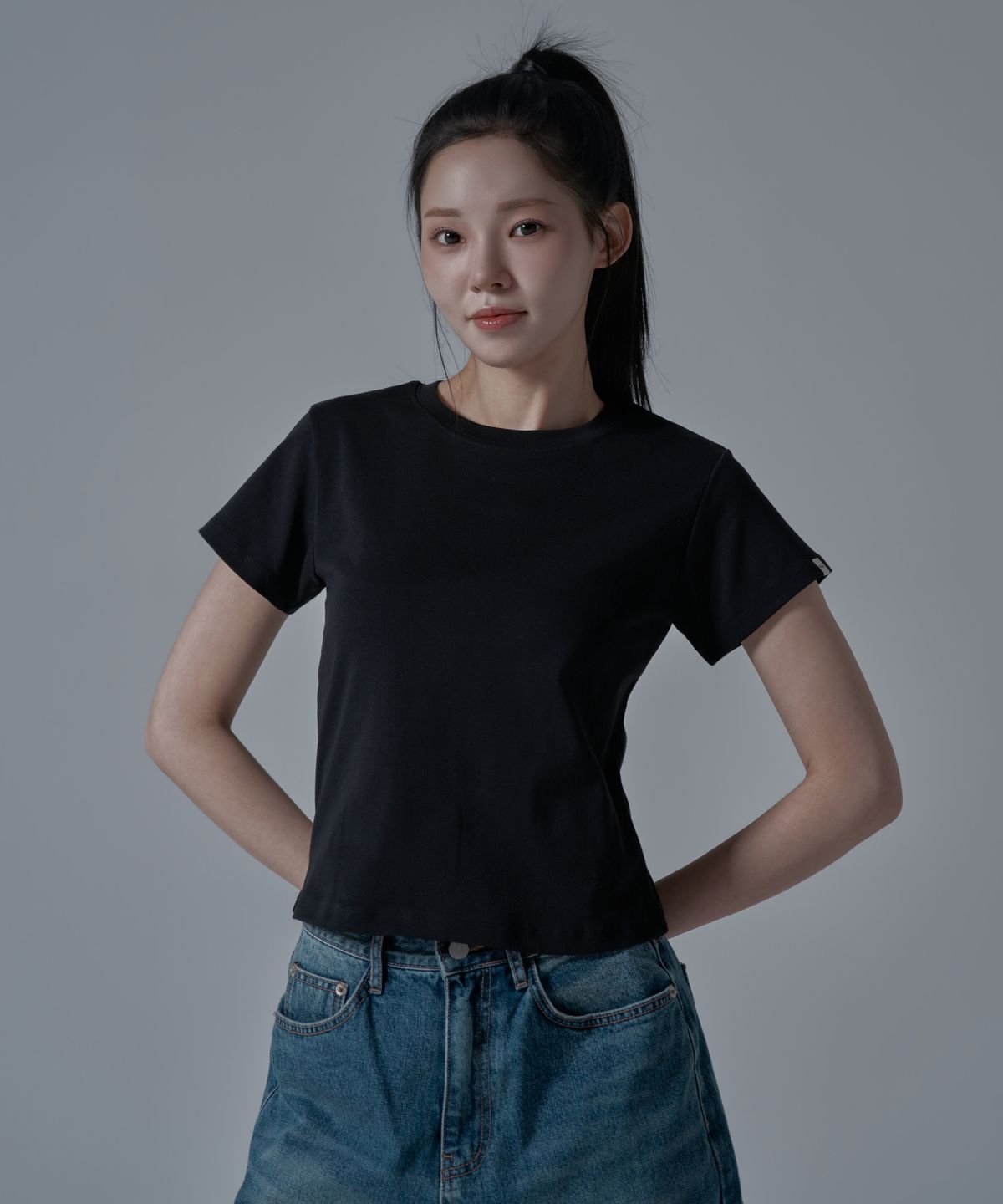 와르 포 우먼(WAARFORWOMAN) WT-60 슬림 라인 반팔 티셔츠_블랙 [S,M]