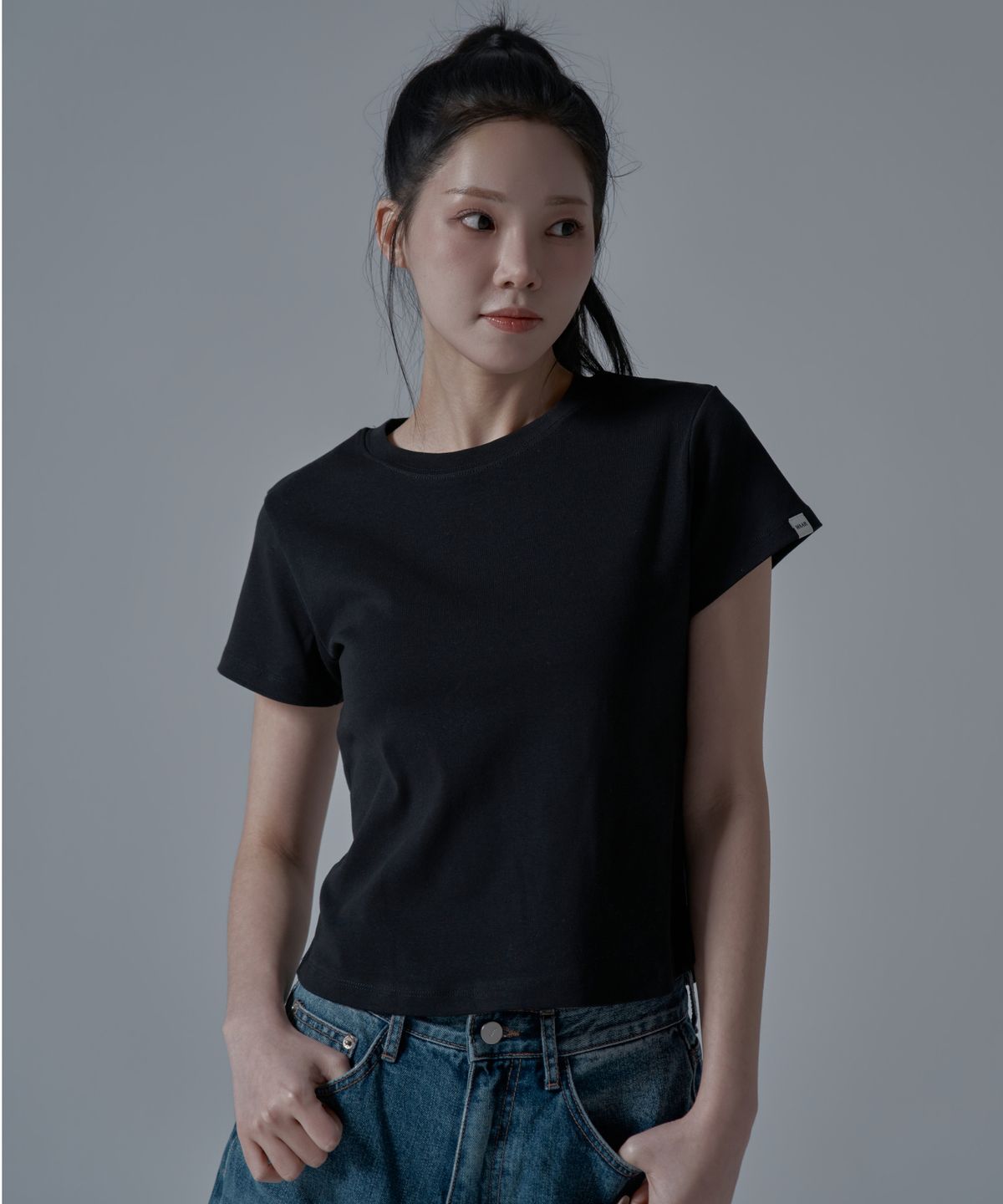 와르 포 우먼(WAARFORWOMAN) WT-60 슬림 라인 반팔 티셔츠_블랙 [S,M]