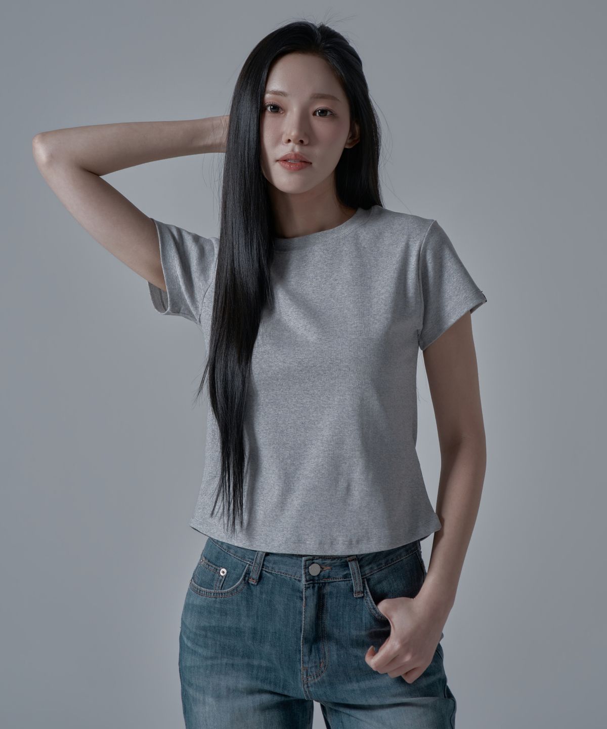 와르 포 우먼(WAARFORWOMAN) WT-60 슬림 라인 반팔 티셔츠_그레이 [S,M]