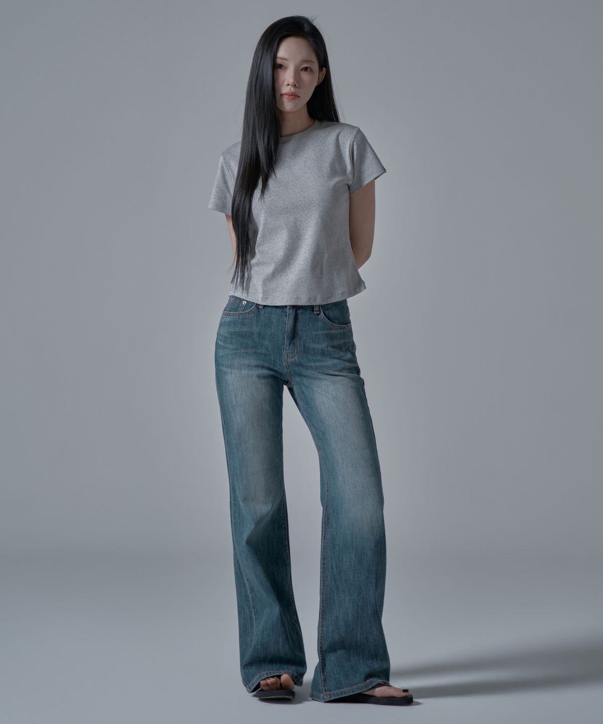 와르 포 우먼(WAARFORWOMAN) WT-60 슬림 라인 반팔 티셔츠_그레이 [S,M]