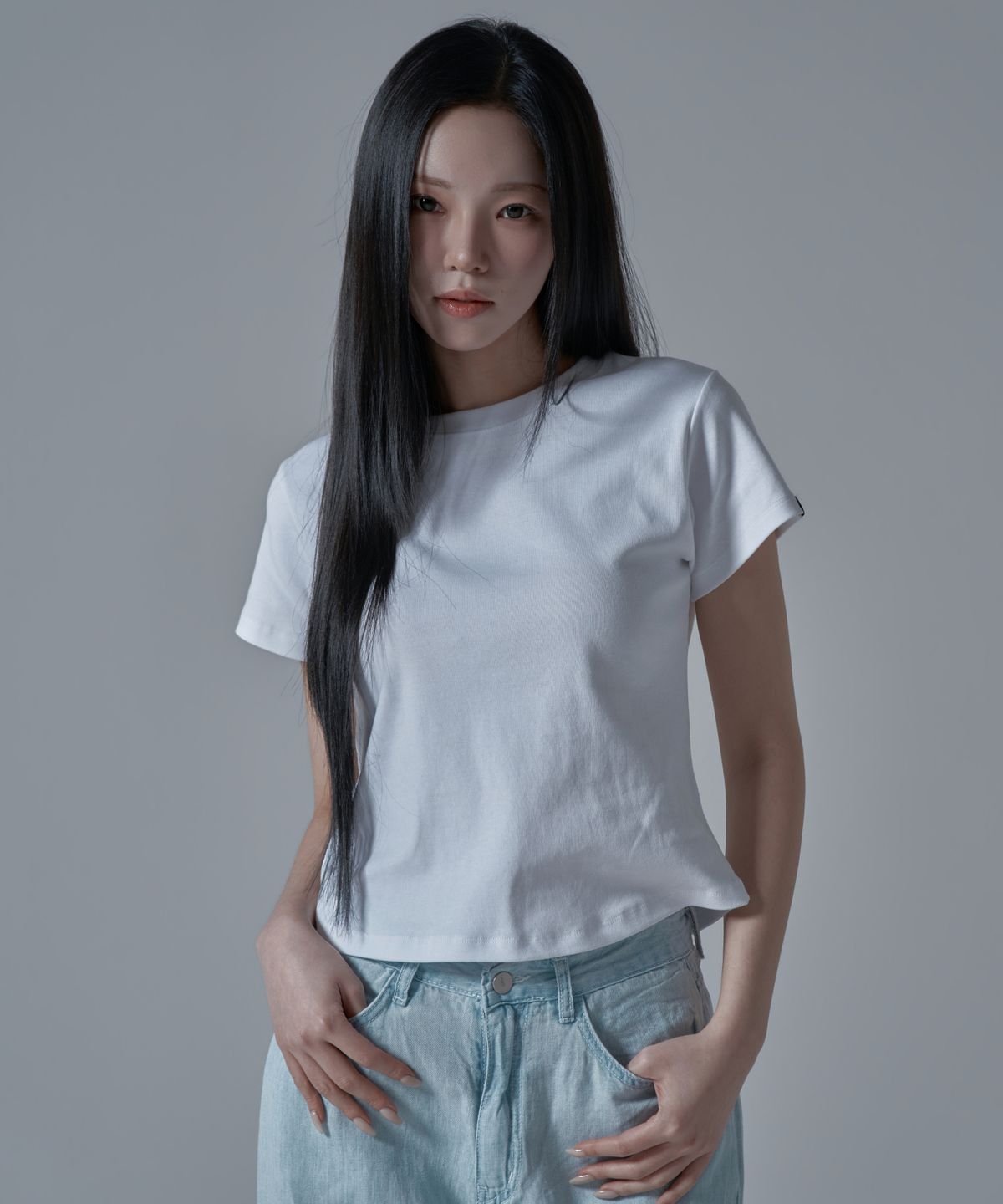 와르 포 우먼(WAARFORWOMAN) WT-60 슬림 라인 반팔 티셔츠_아이보리 [S,M]