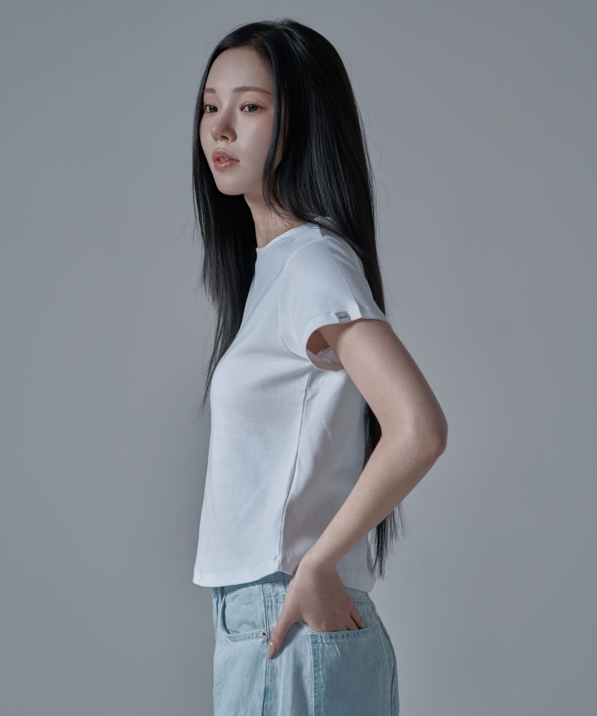 와르 포 우먼(WAARFORWOMAN) WT-60 슬림 라인 반팔 티셔츠_아이보리 [S,M]
