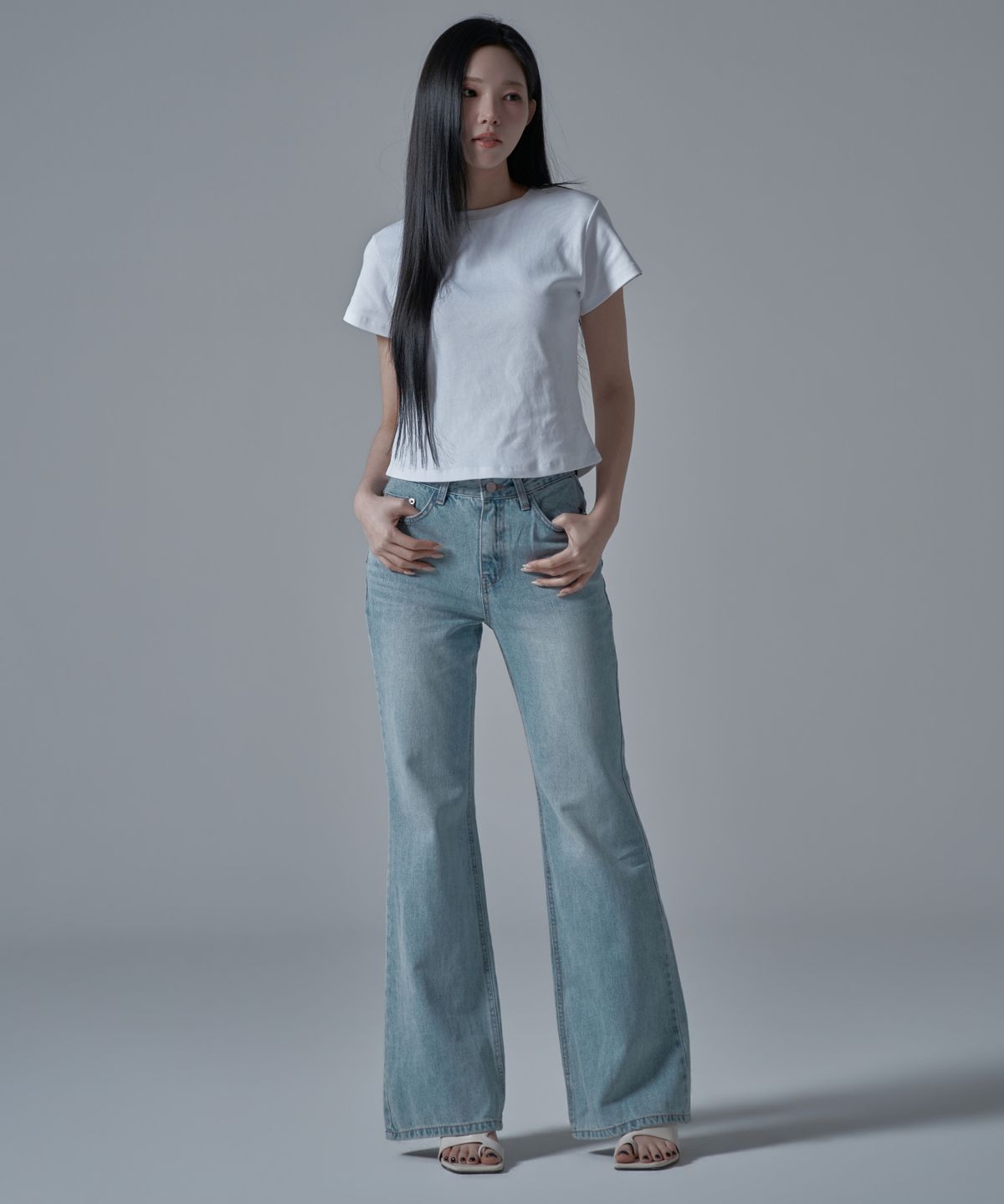 와르 포 우먼(WAARFORWOMAN) WT-60 슬림 라인 반팔 티셔츠_아이보리 [S,M]